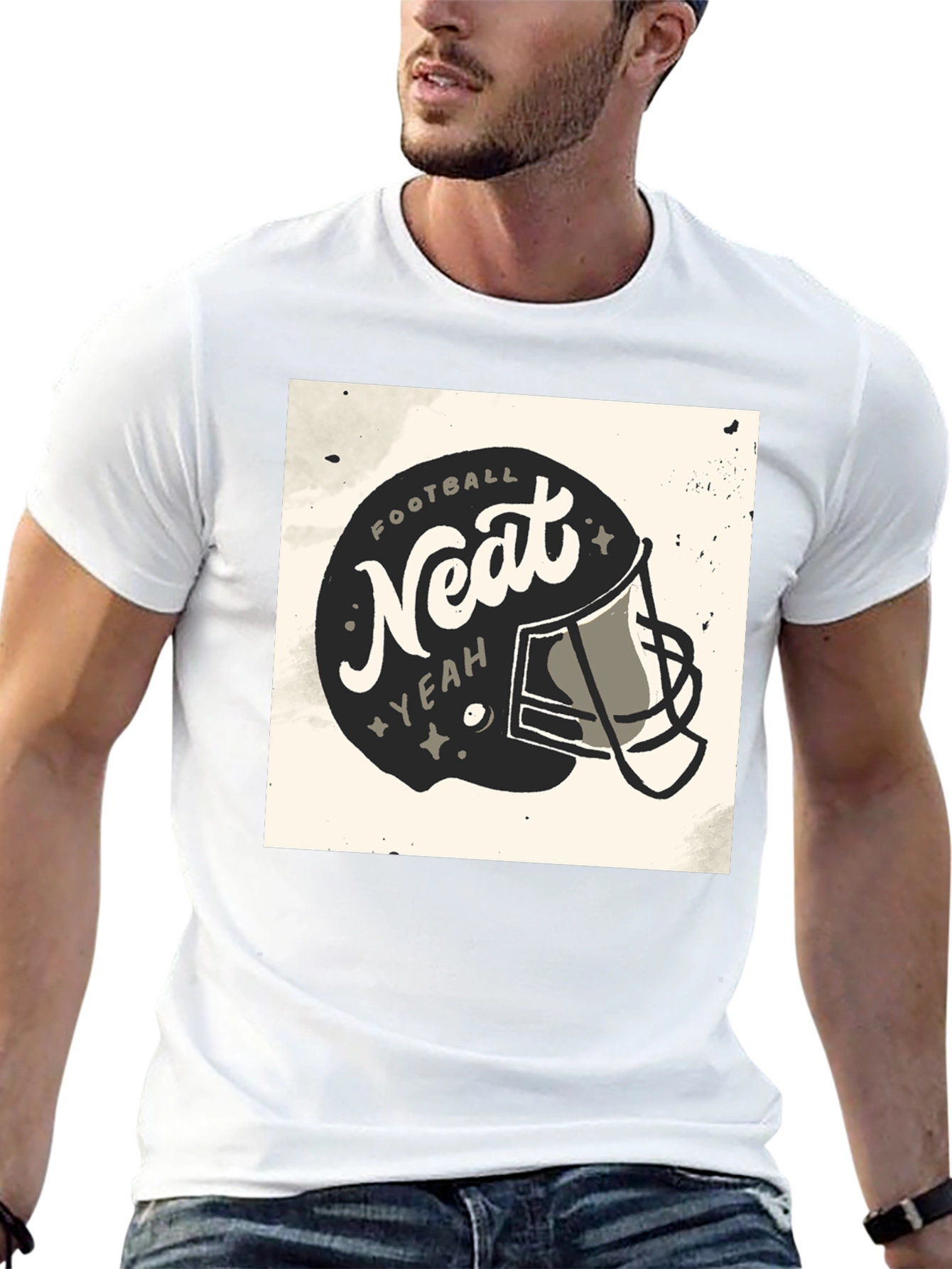 Black Football Neat Yeah Graphic T-Shirt - Sport Casual Tee view 13