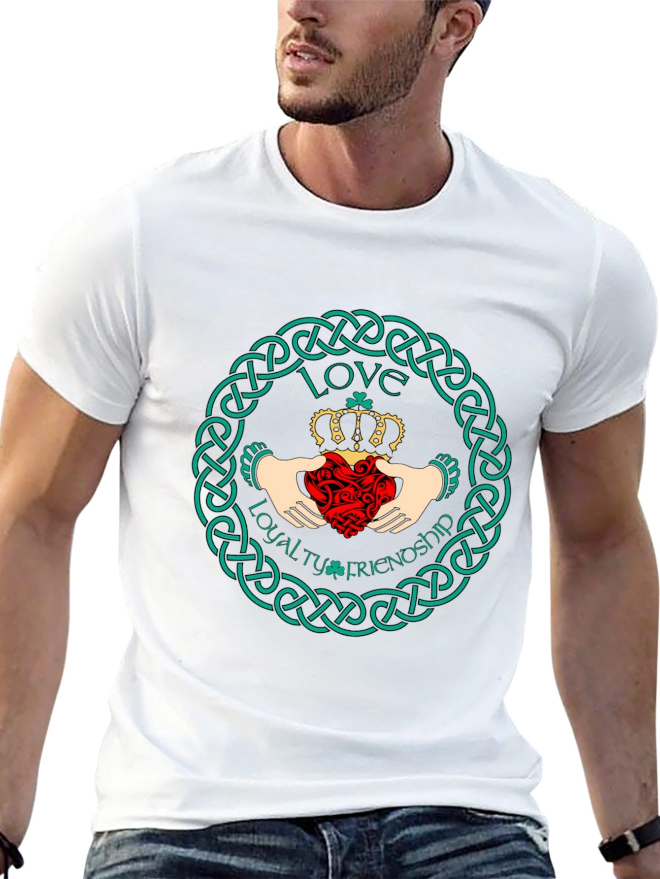 Black Claddagh Symbol T-Shirt - Irish Love Loyalty Friendship Design view 13
