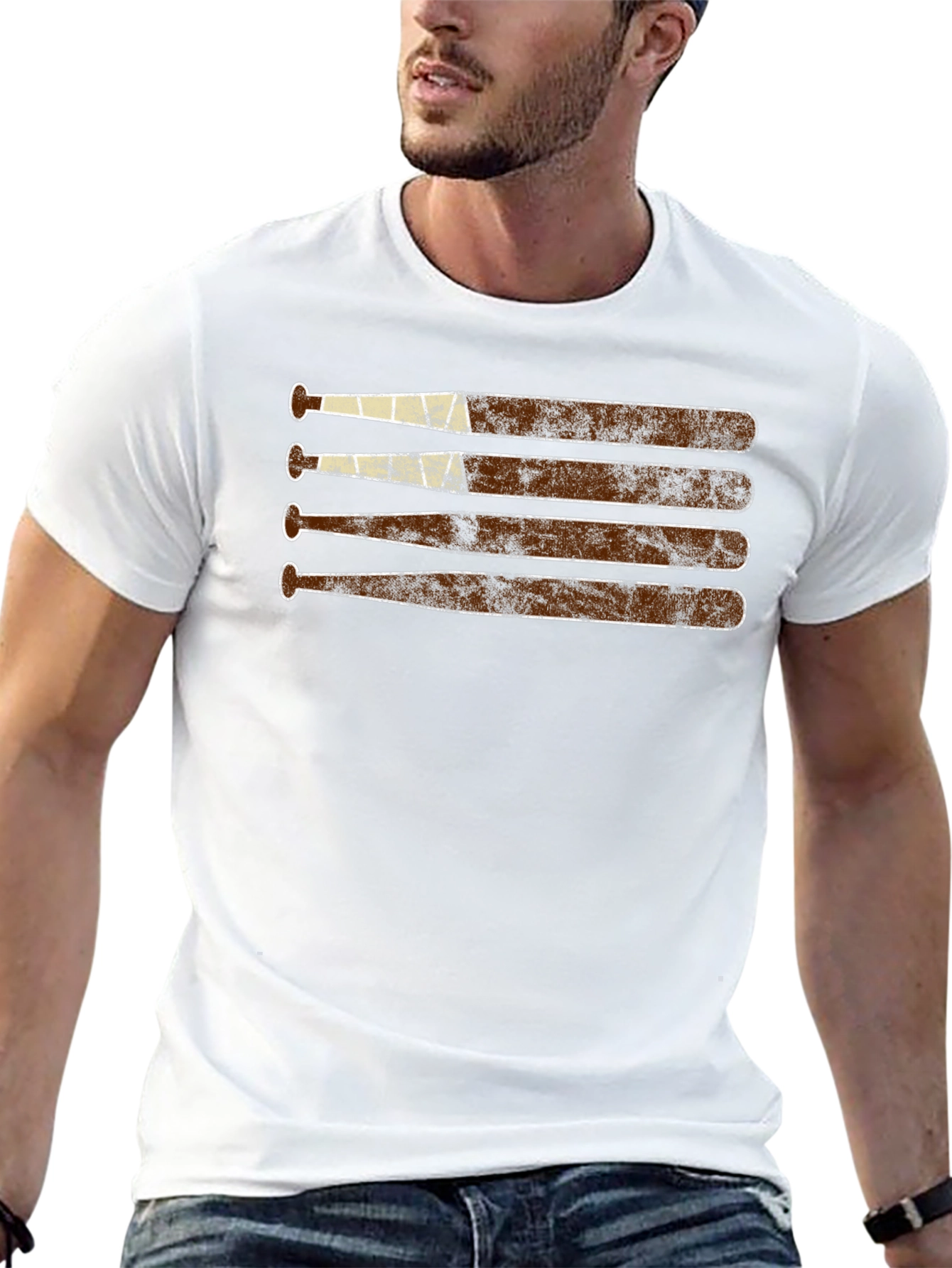 Black Baseball Bats Graphic Tee - Black Cotton Casual T-Shirt view 13