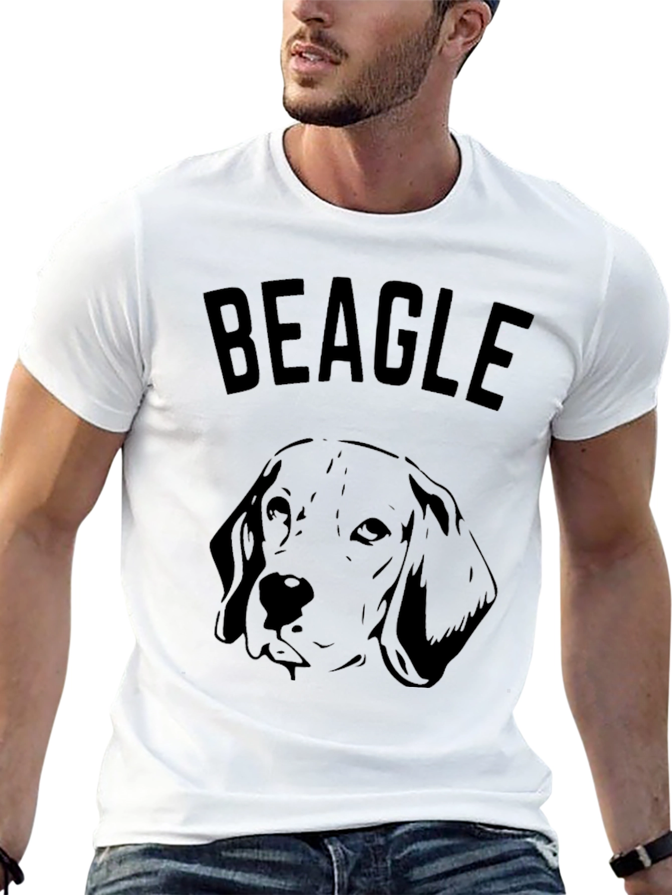 Black Beagle Dog Graphic Print Men's T-Shirt view 13