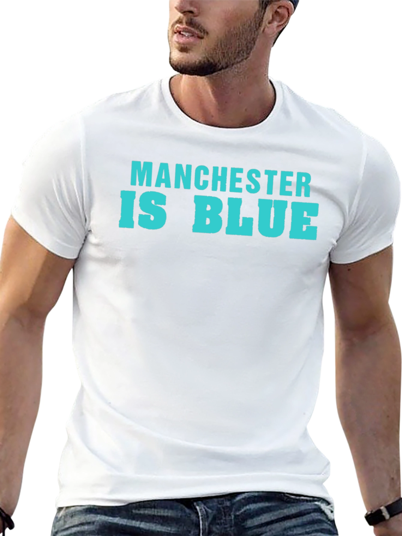 Black Manchester Is Blue T-Shirt view 13