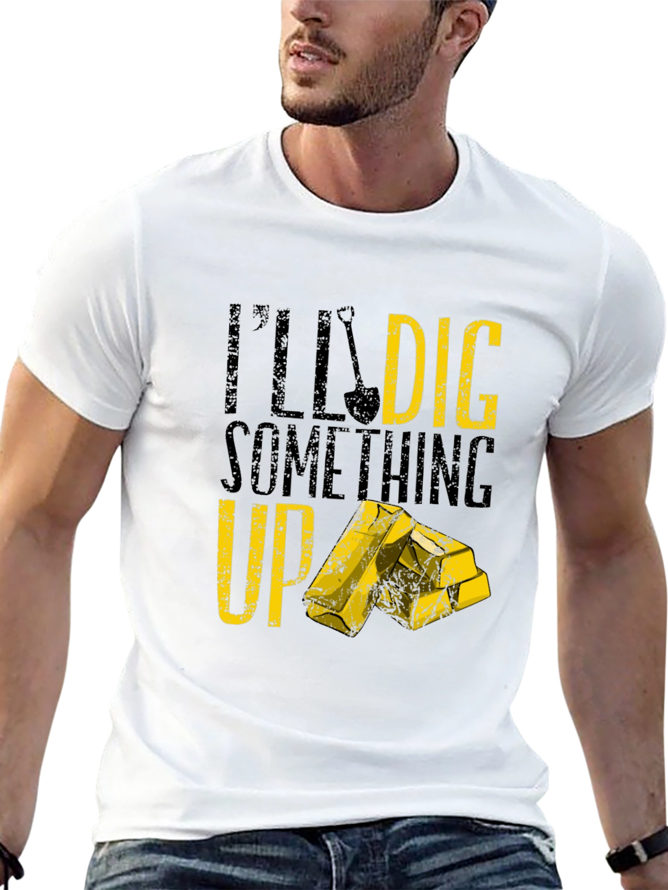 Black I'll Dig Something Up T-Shirt - Funny Gold Miner Tee view 13