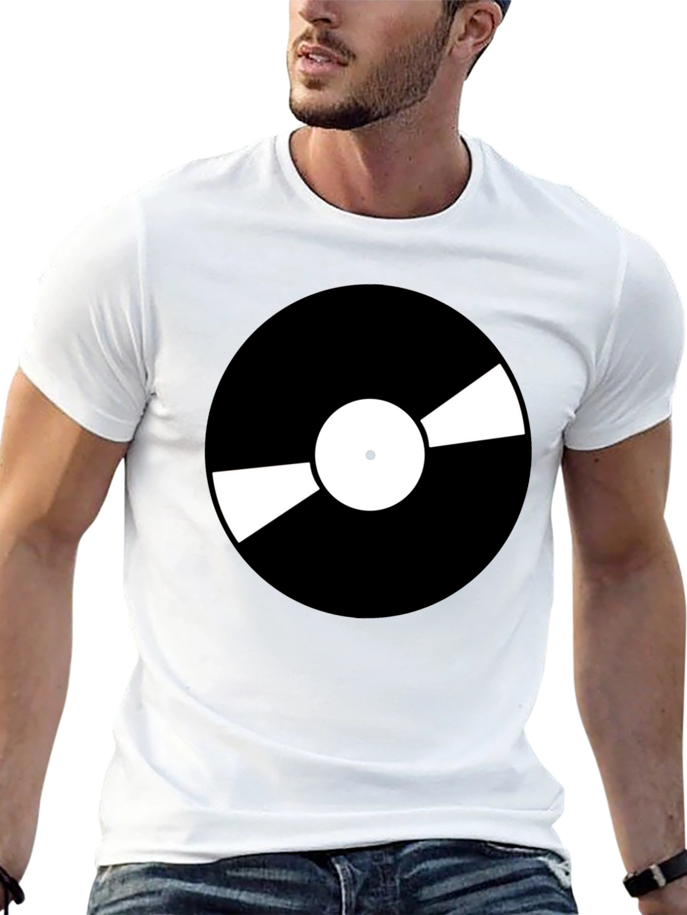 Black Retro Vinyl Record Graphic T-Shirt - Cool Music Lover Tee view 13