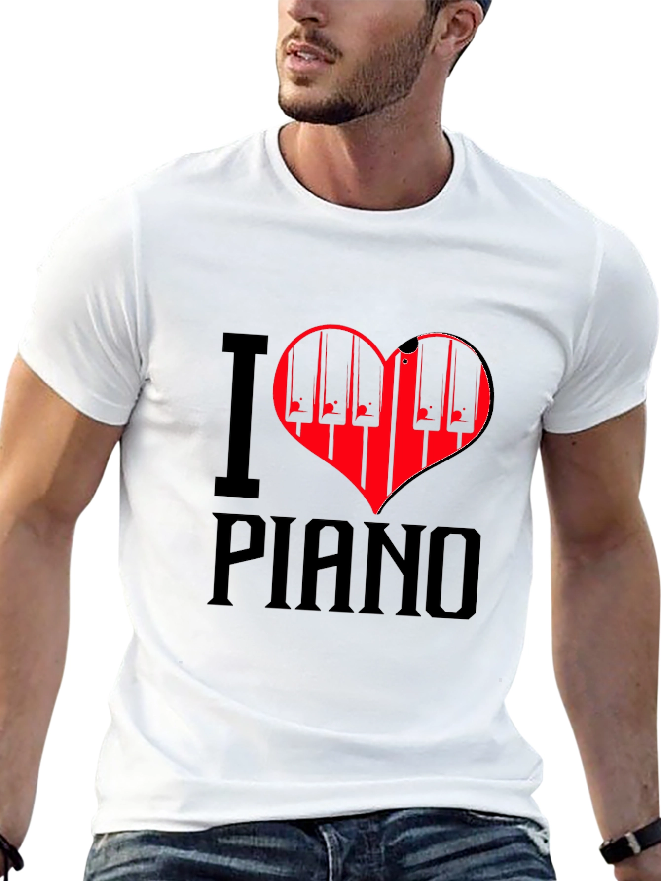 Black I Love Piano T-Shirt Black view 13