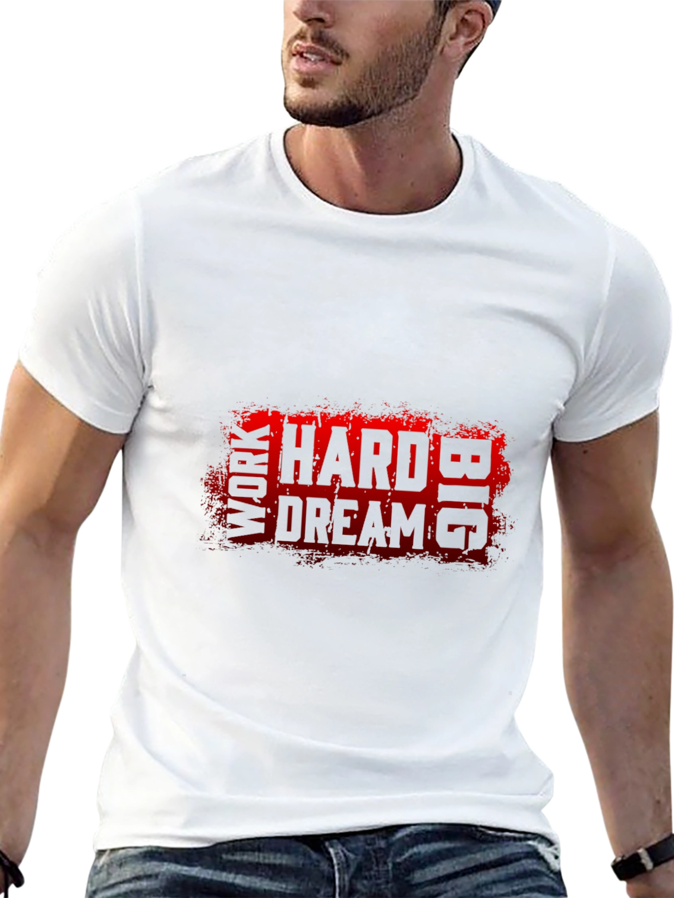 Black Work Hard Dream Big Graphic Black T-Shirt view 13