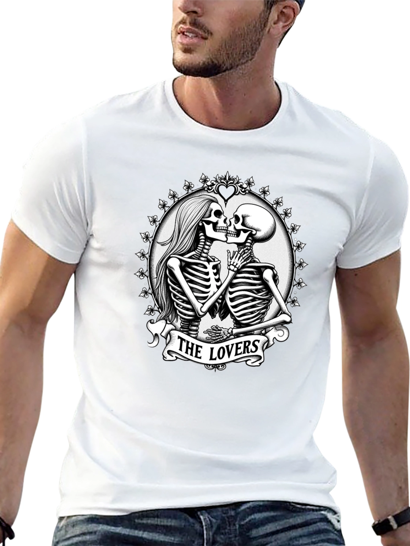 The Lovers Skeleton Graphic T-Shirt - Gothic Romance Tee - 13
