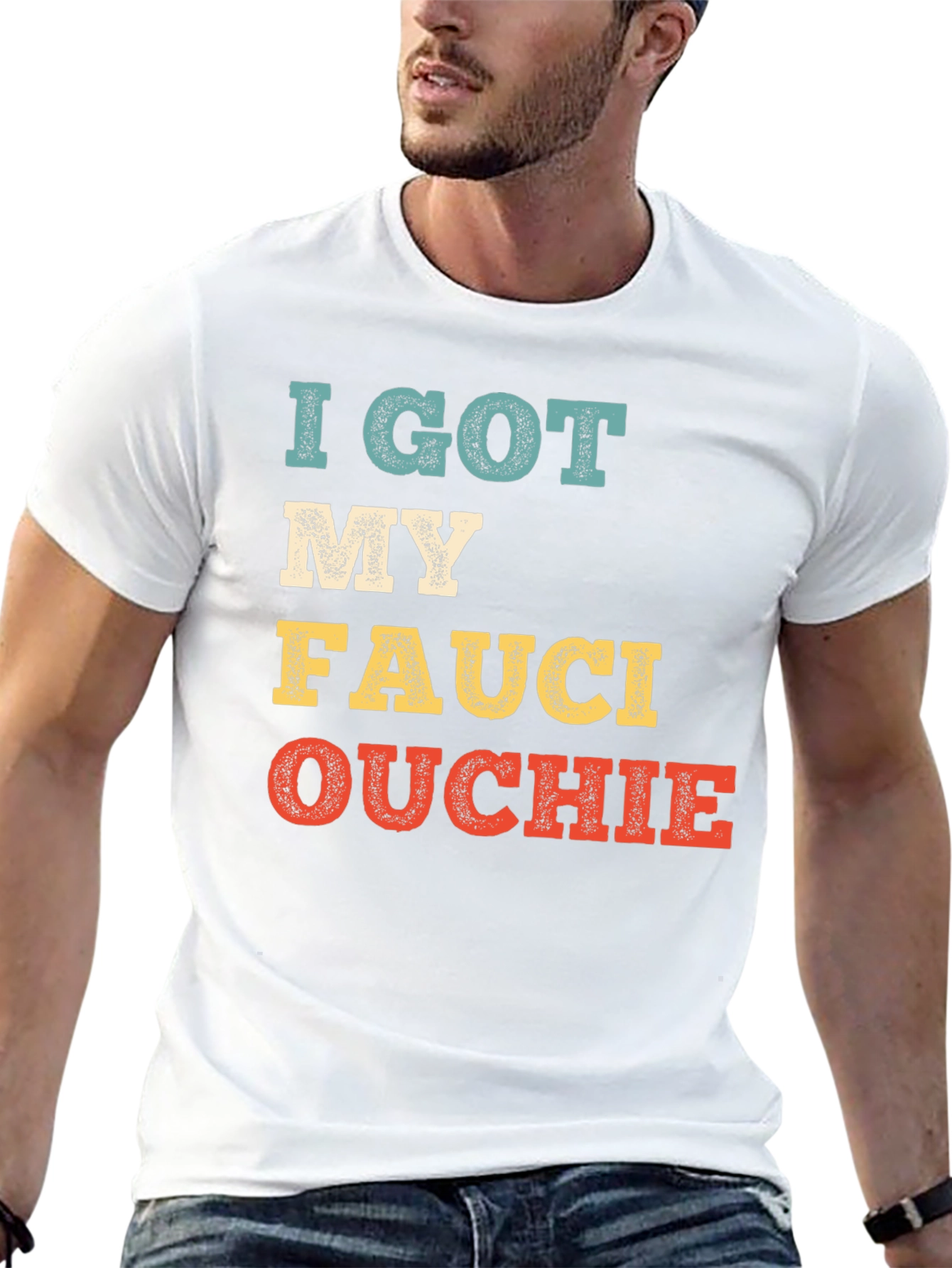 Black I Got My Fauci Ouchie T-Shirt view 13