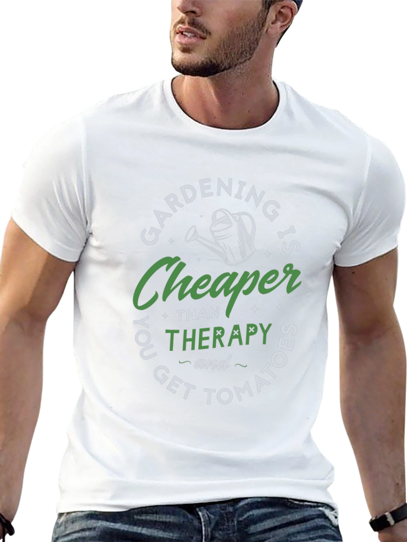 Black Gardening is Cheaper Therapy T-Shirt view 13