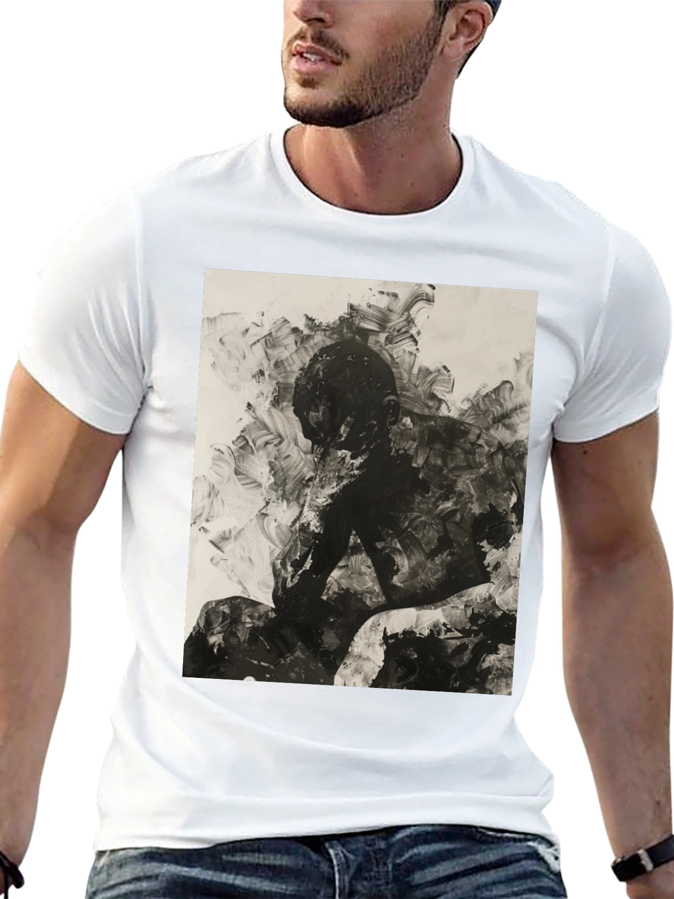 Black Abstract Art Black T-Shirt view 13