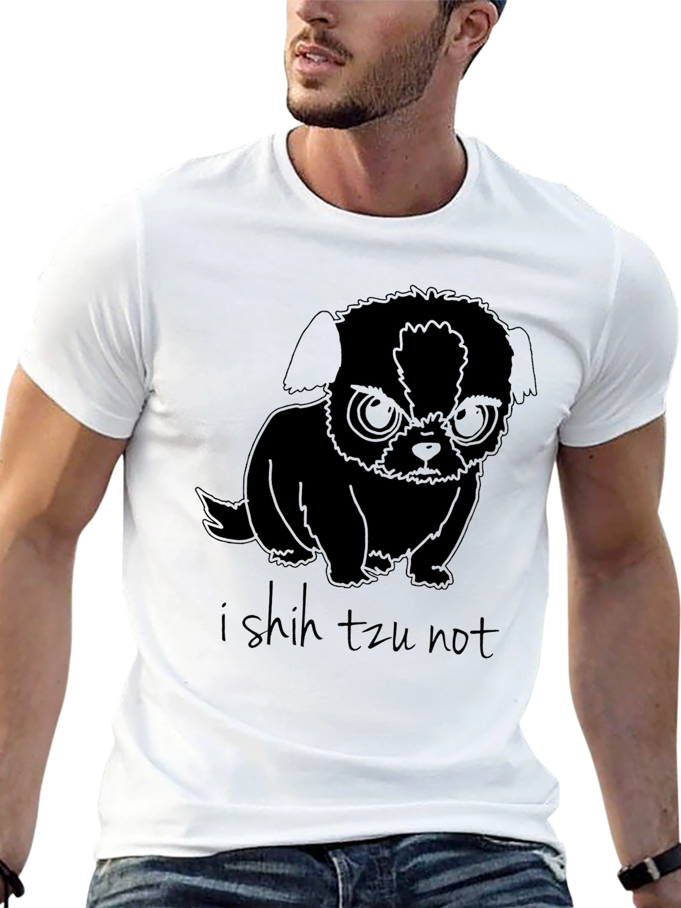 Black I Shih Tzu Not Funny Dog Graphic T-Shirt view 13
