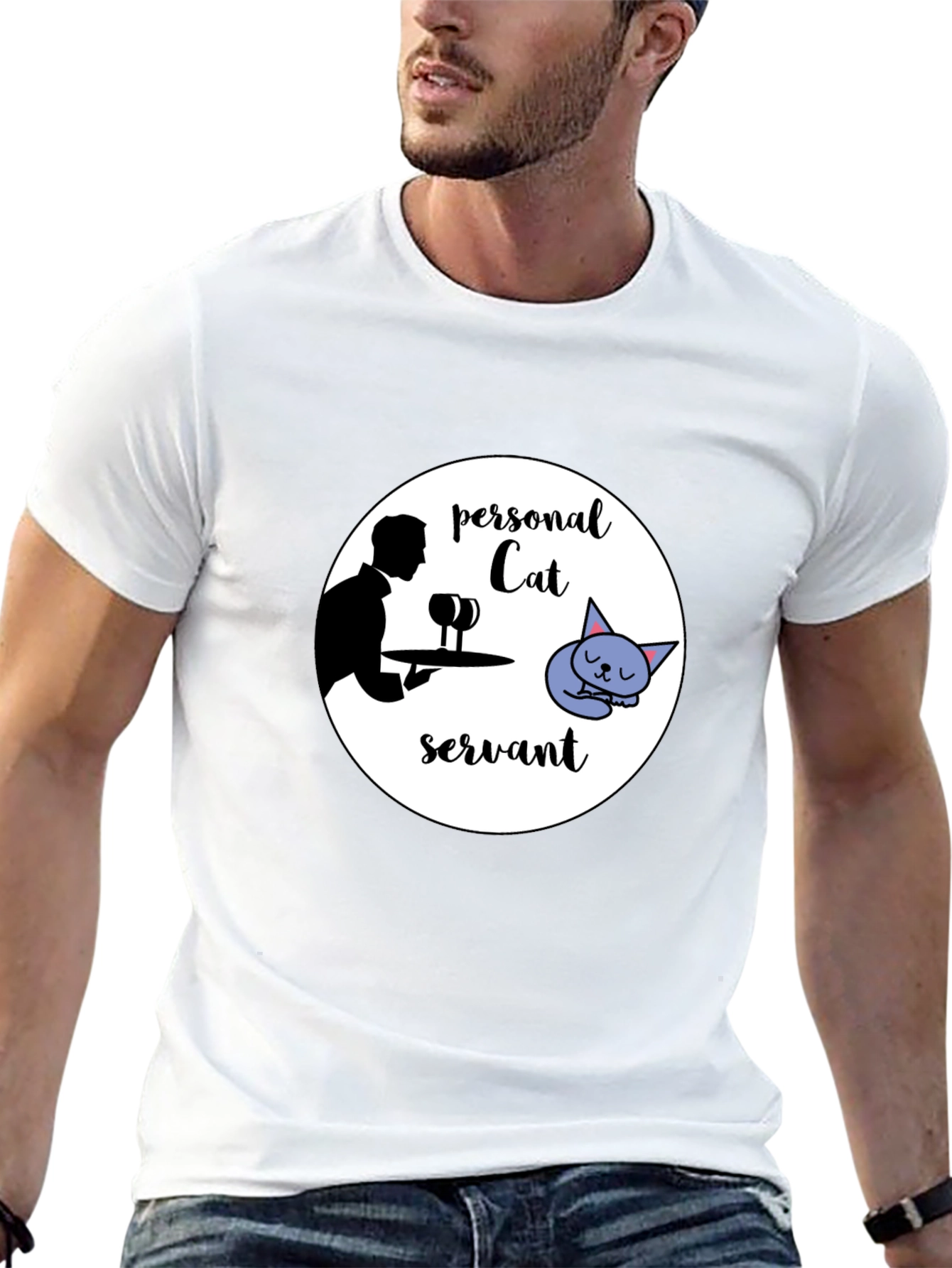 Black Personal Cat Servant Graphic Tee view 13