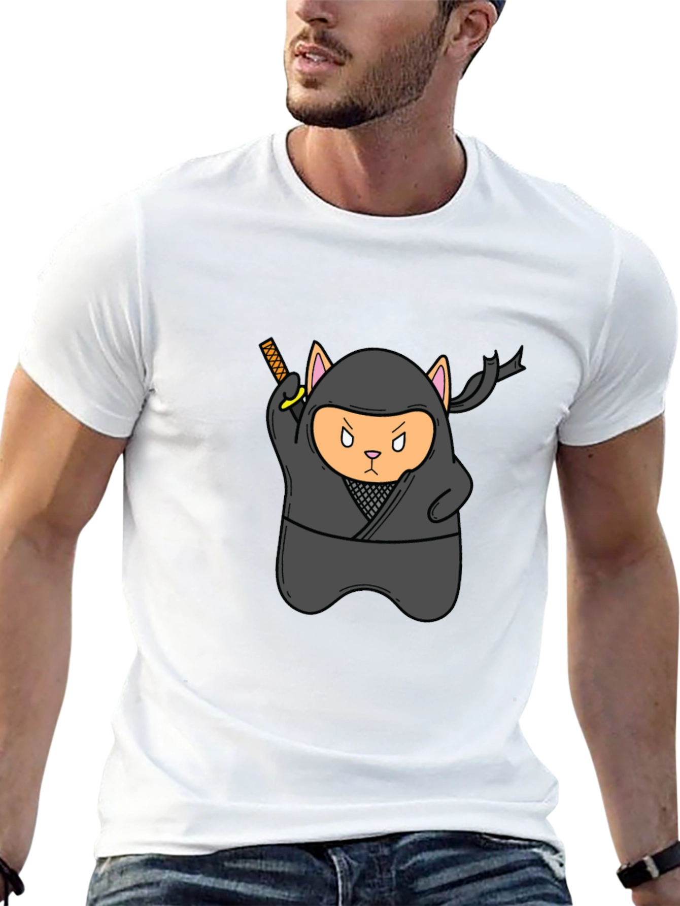 Black Ninja Cat Black T-Shirt - Stealth Mode Activated! view 13