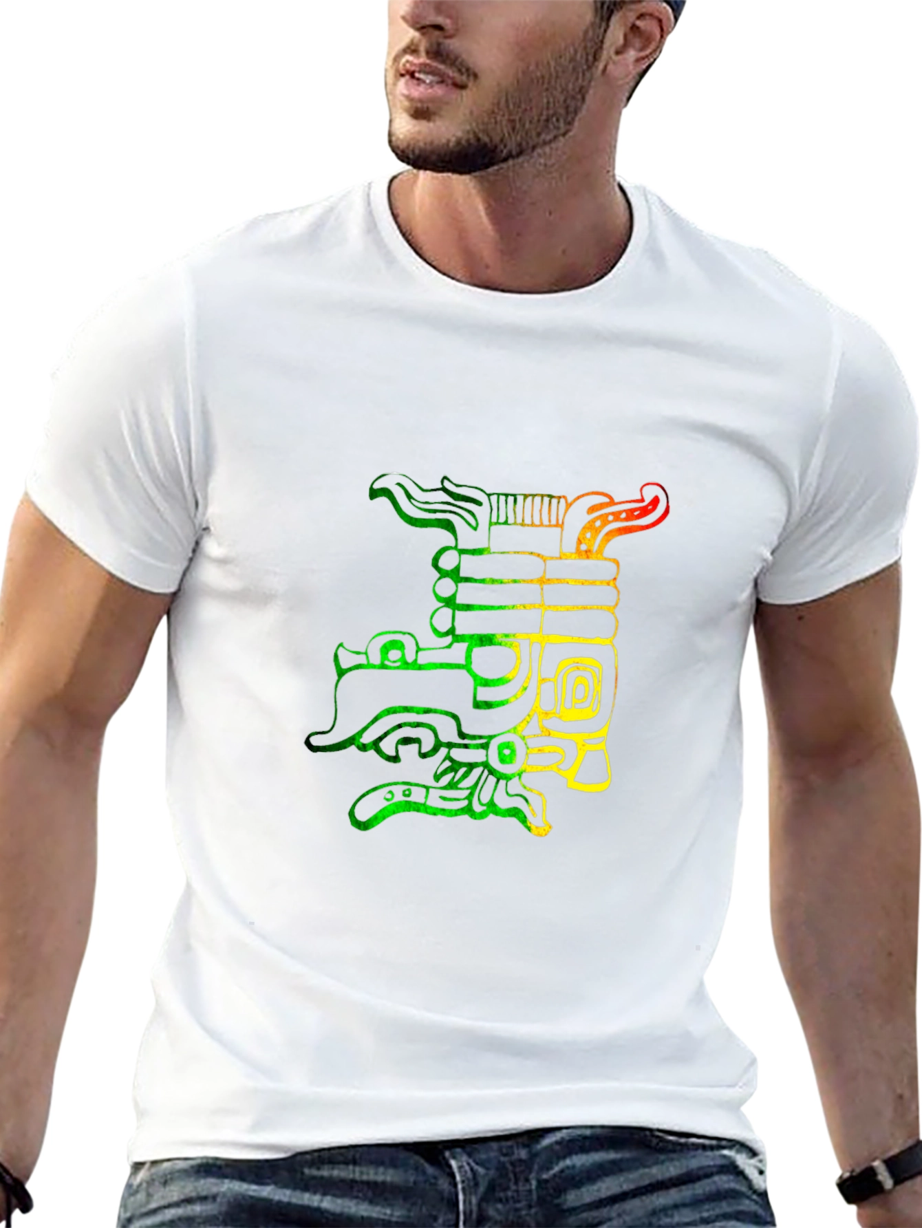 Black Rasta Aztec Dragon Graphic T-Shirt view 13