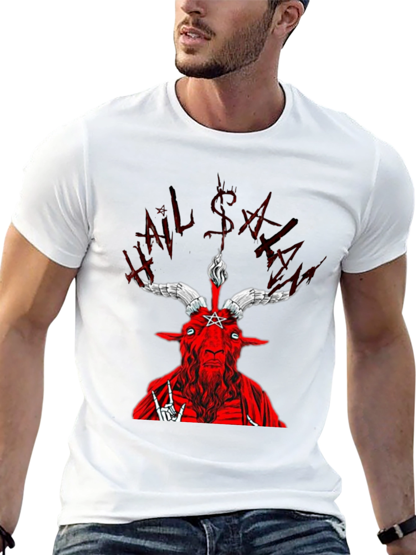 Hail Satan Graphic Tee - Black T-Shirt - 13