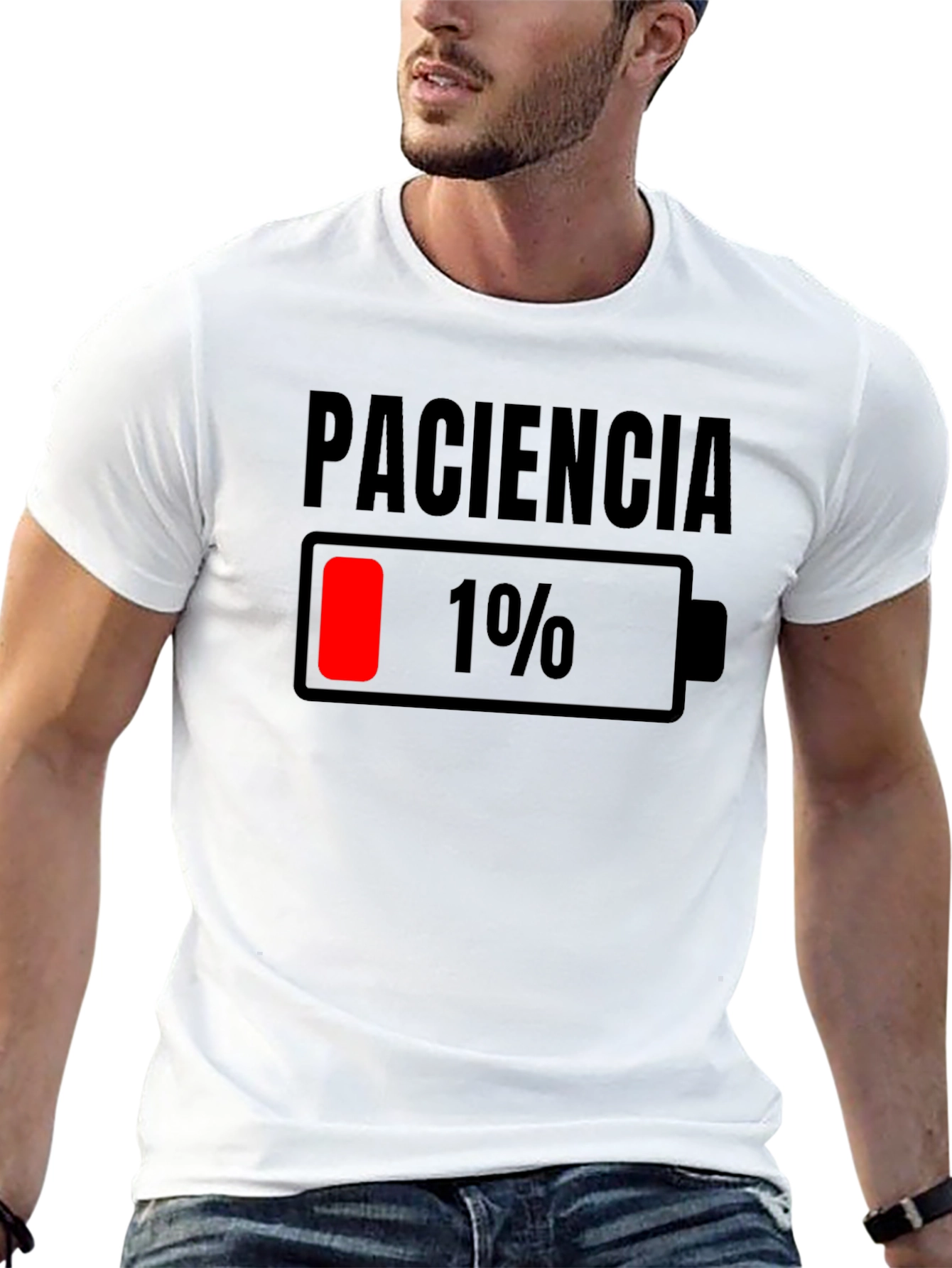 Black Paciencia Low Battery Graphic Tee - Funny Humor Shirt view 13