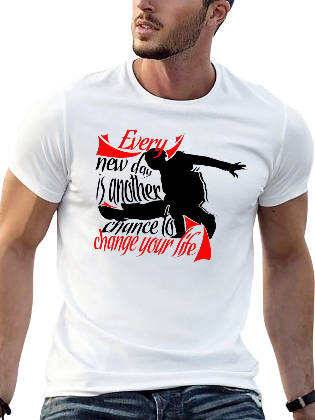 Black Inspirational Graphic Tee: Change Your Life T-Shirt view 13