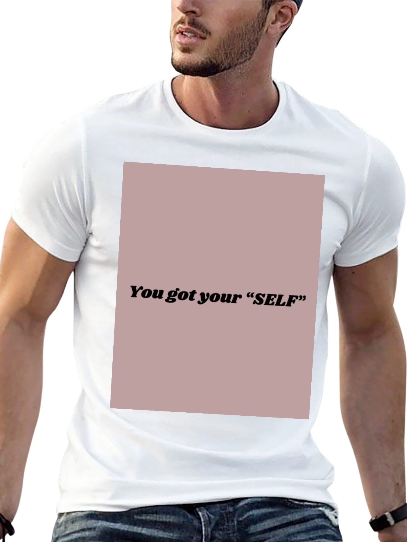 Black Stylish Black Tee - You Got Your "SELF" Graphic Print view 13