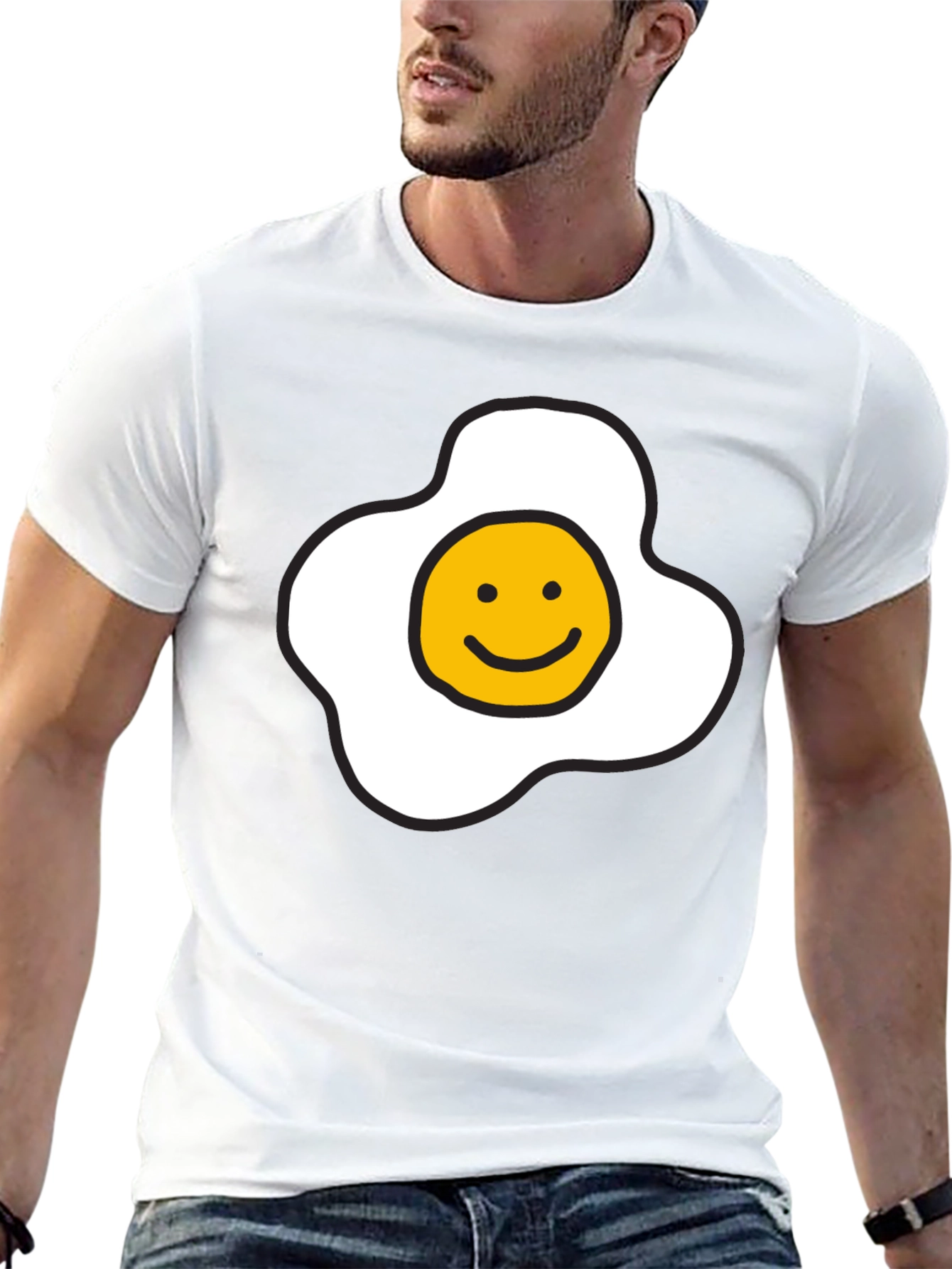 Black Sunny Side Up Smiley Face T-Shirt - Black view 13
