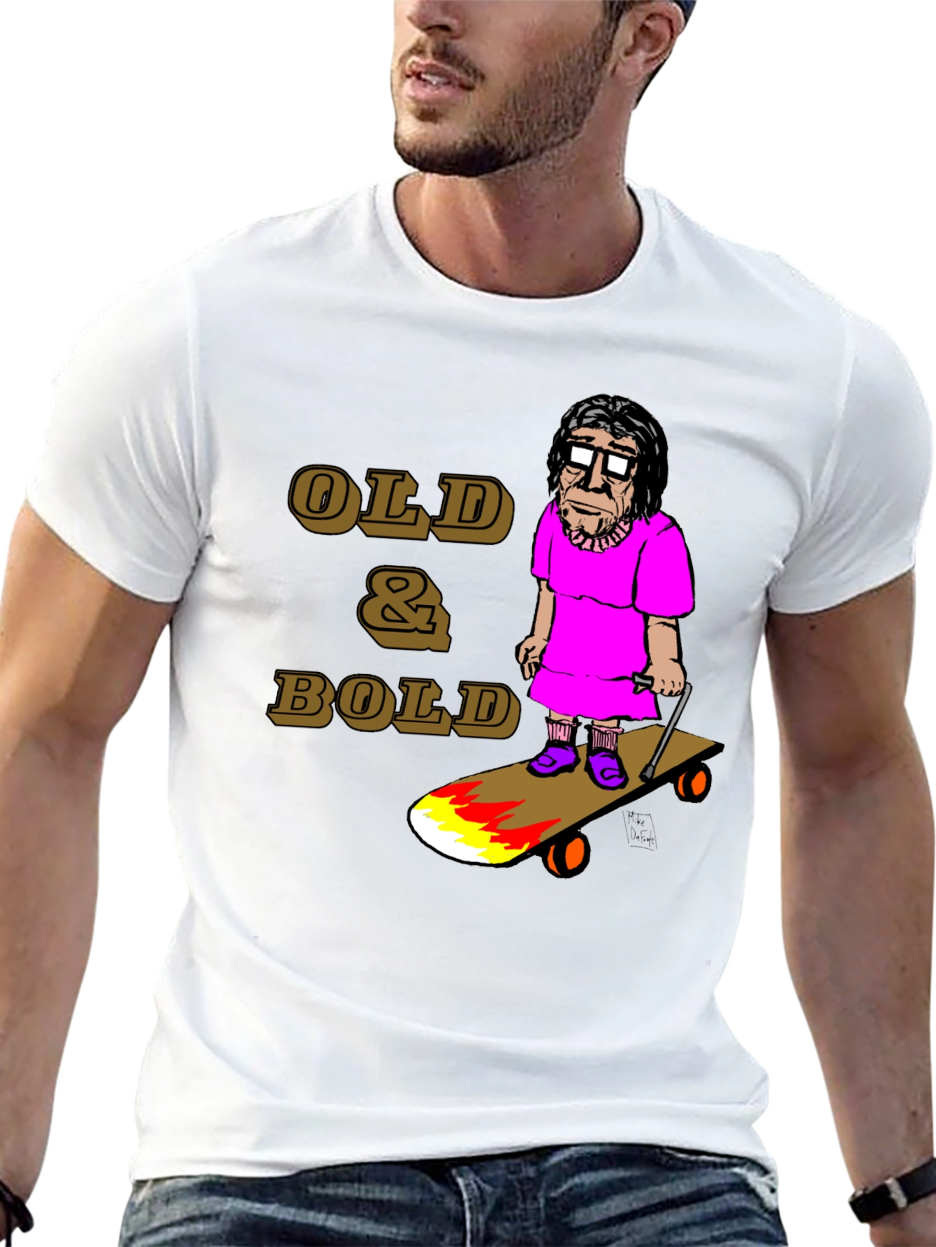 Black Old & Bold Skateboarder T-Shirt view 13