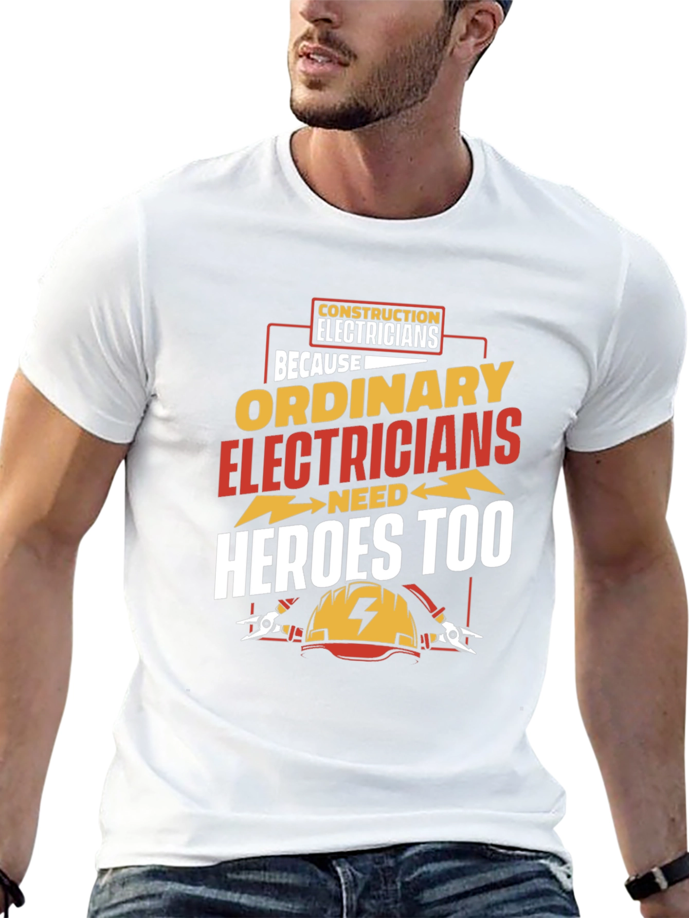 Black Electrician Hero T-Shirt - Construction Electricians Tee view 13