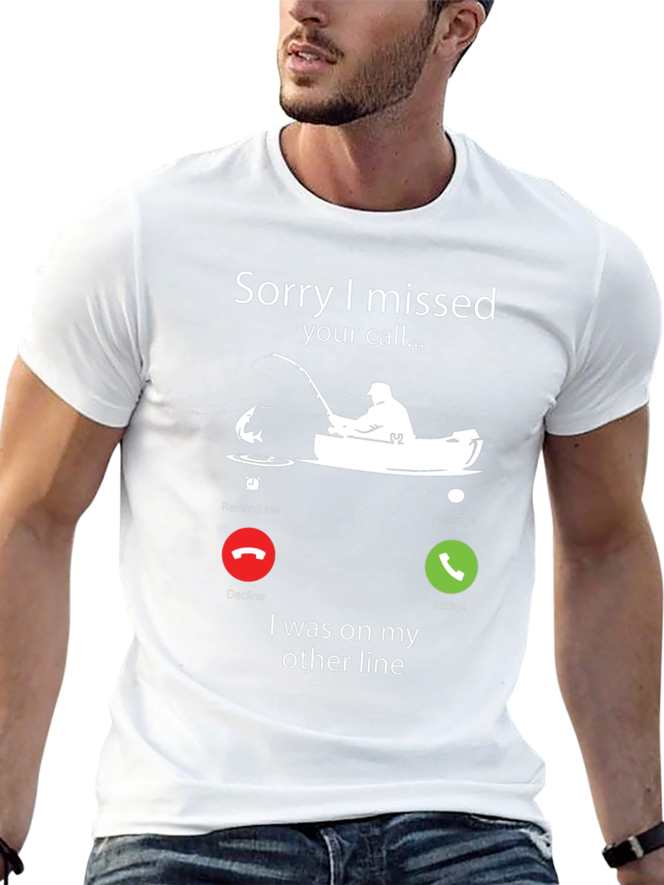 Black Sorry I Missed Your Call Fishing T-Shirt view 13