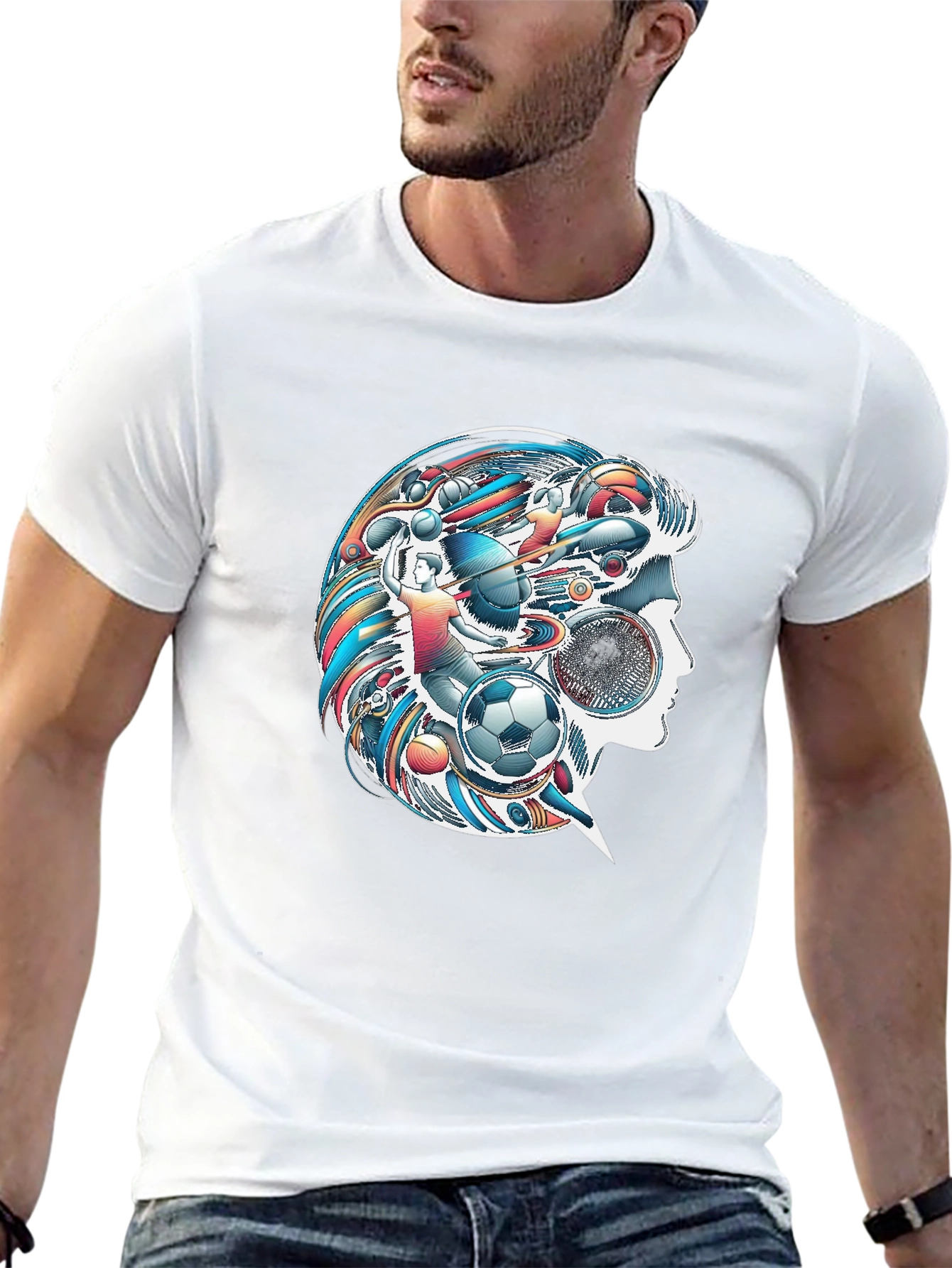 Black Creative Soccer Mind T-Shirt view 13