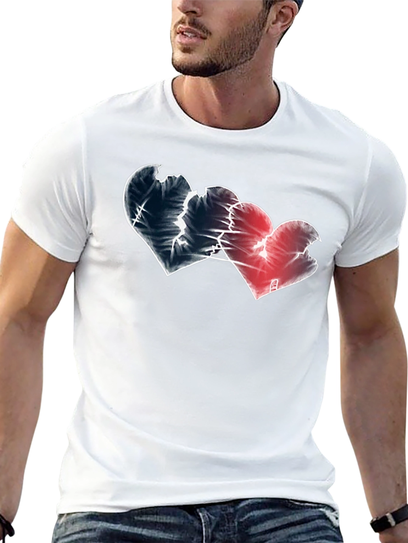 Black Broken Hearts Graphic Tee - Black view 13