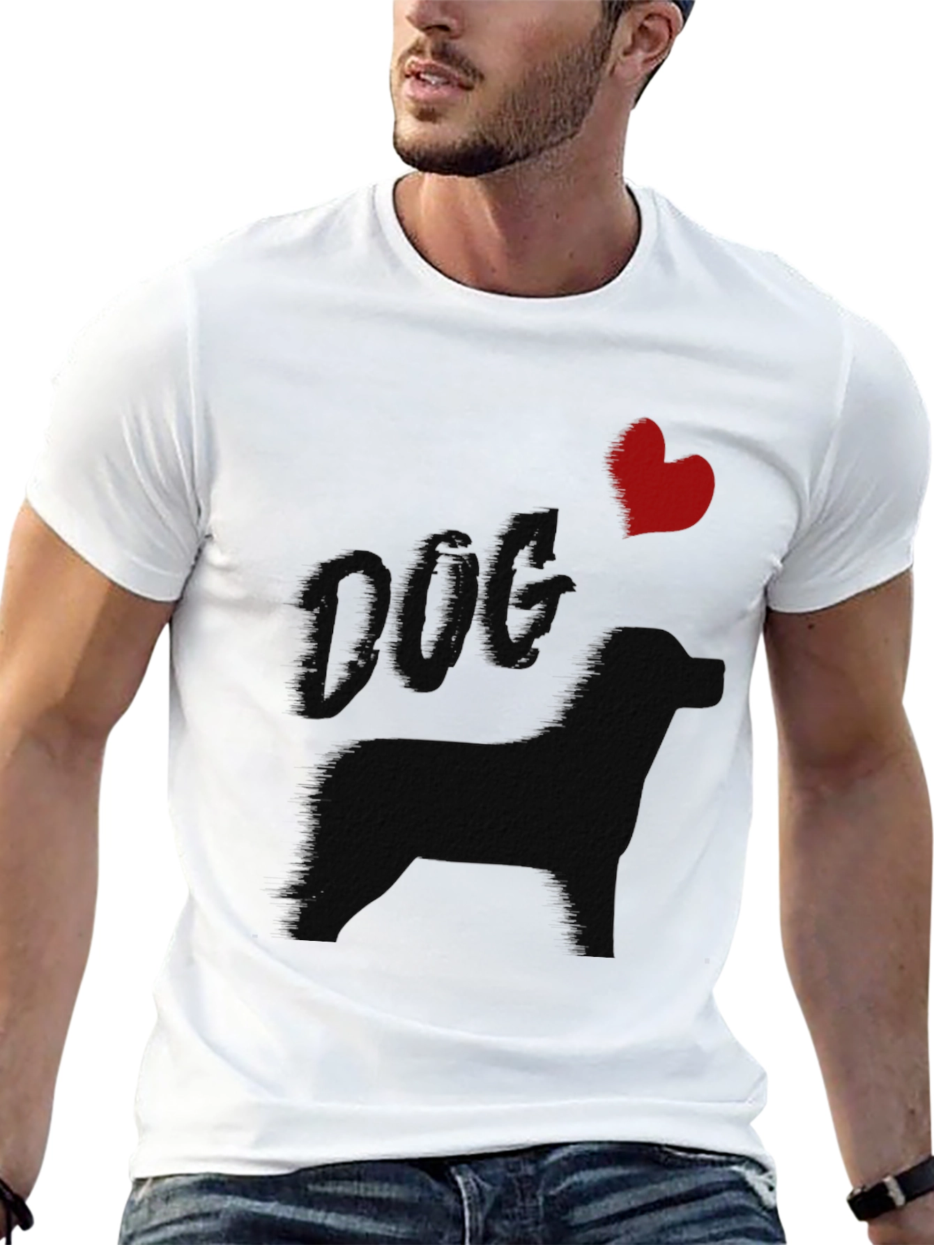 Black I Heart Dog T-Shirt - Unisex Crew Neck view 13