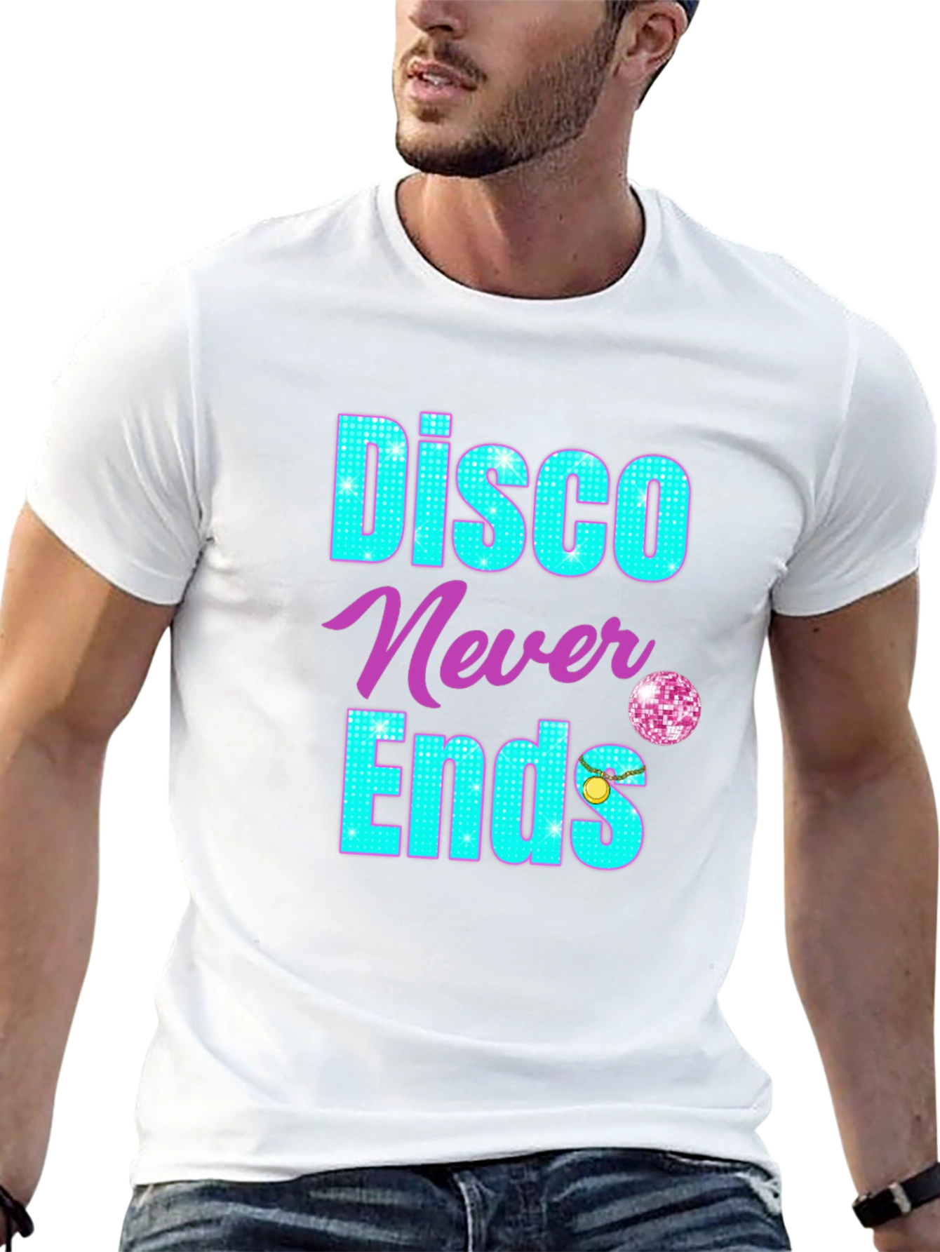 Black Disco Never Ends Graphic T-Shirt view 13