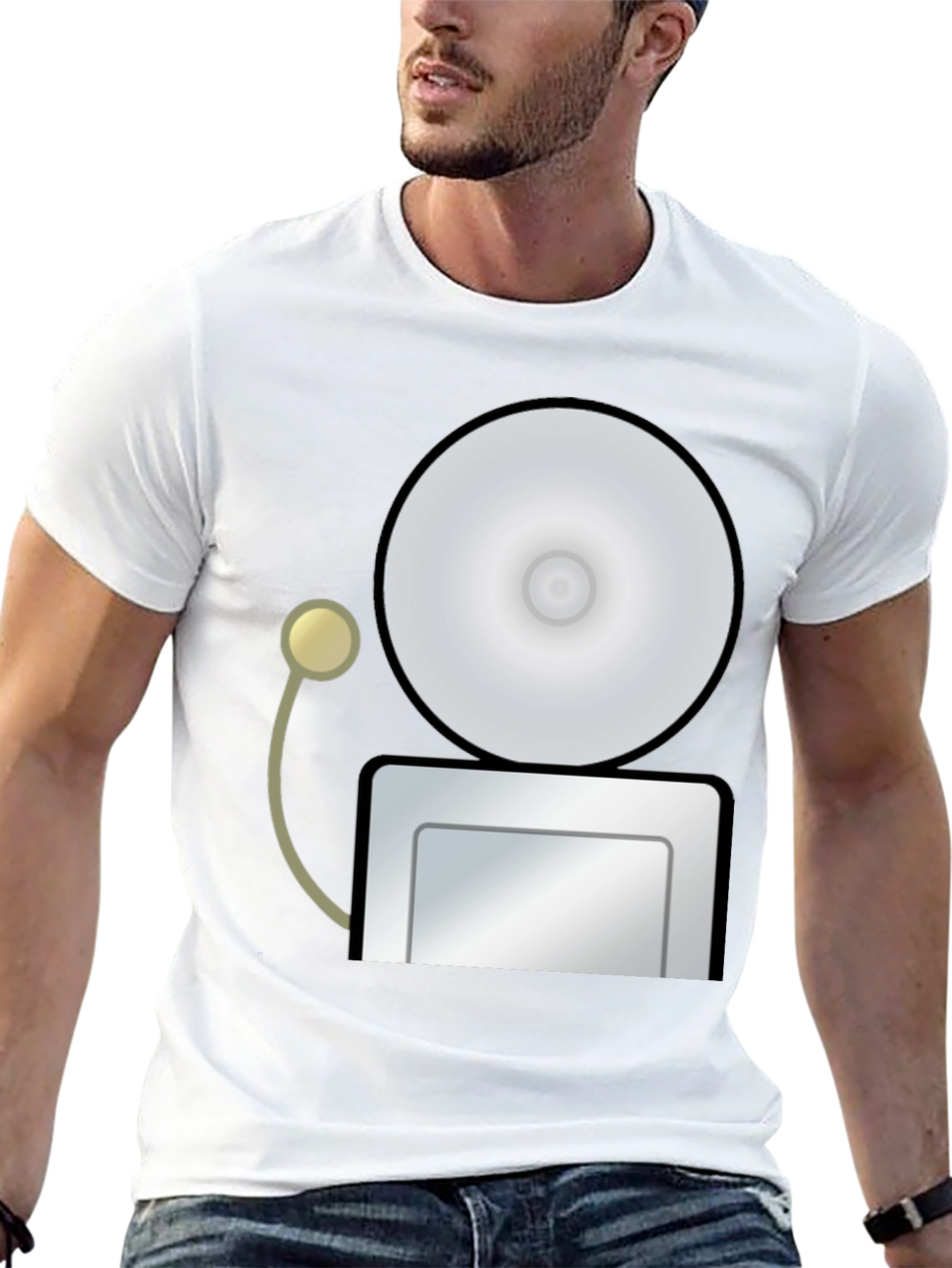 Black Novelty Graphic T-Shirt - Retro School Bell Design view 13