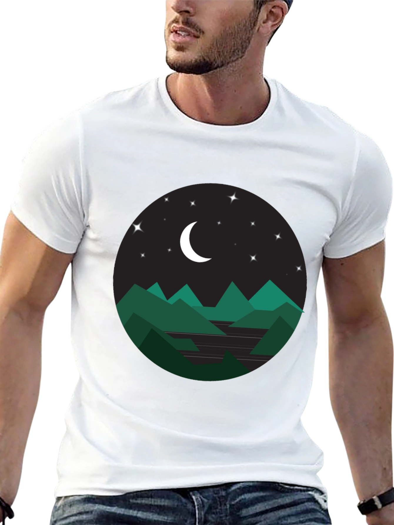 Black Nightscape Mountain T-Shirt - Stylish Graphic Tee view 13