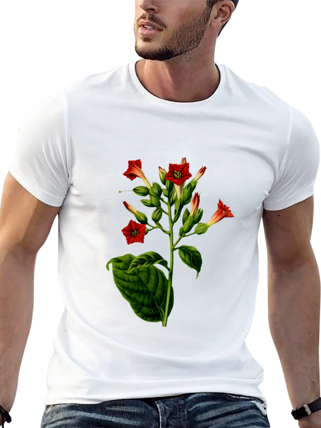 Black Floral Botanical Black T-Shirt view 13