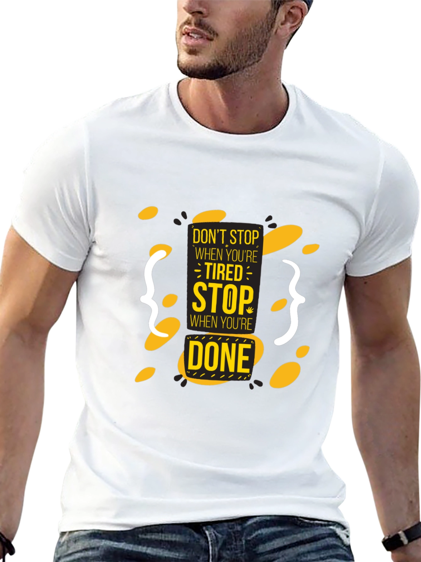 Black Motivational T-Shirt: Don't Stop When Tired view 13