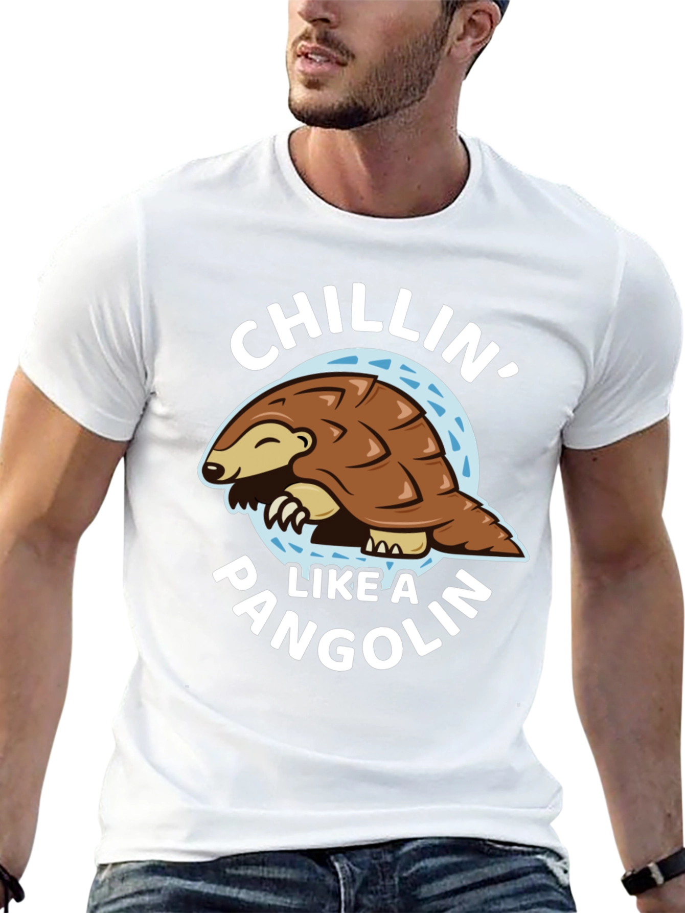 Black Chillin' Like a Pangolin Black T-Shirt view 13
