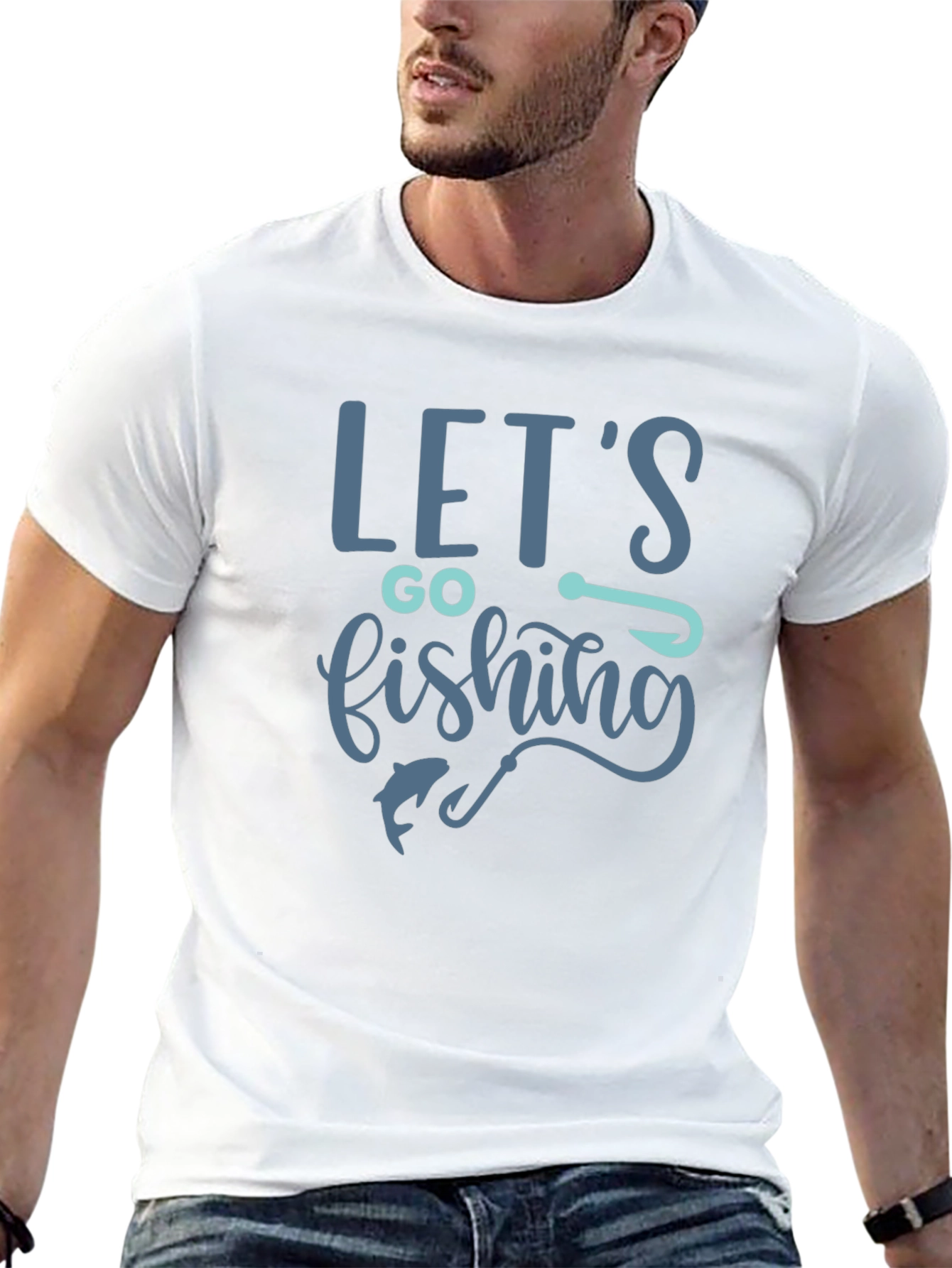 Black Let's Go Fishing Graphic T-Shirt view 13