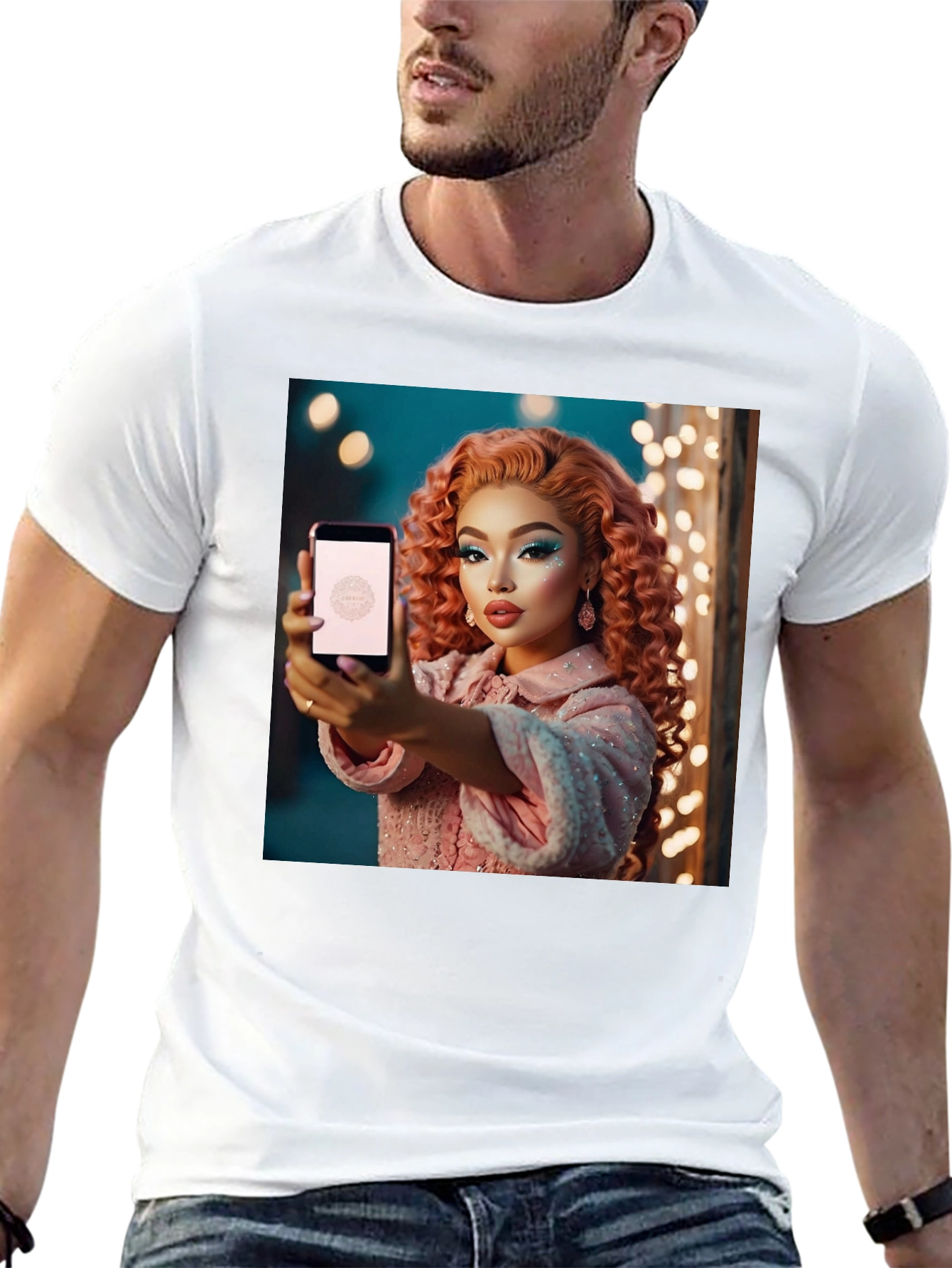 Black Stylish Black T-Shirt with Glamorous Woman Graphic view 13