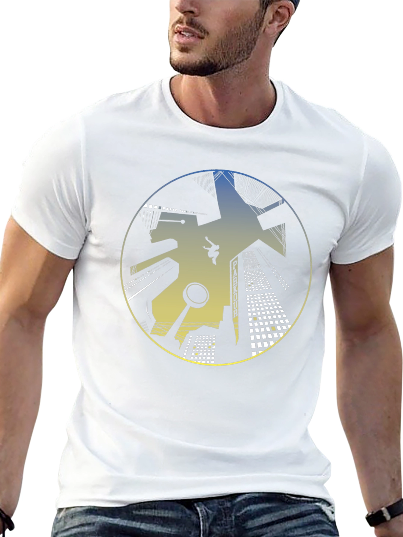 Black Parkour Cityscape Graphic T-Shirt view 13