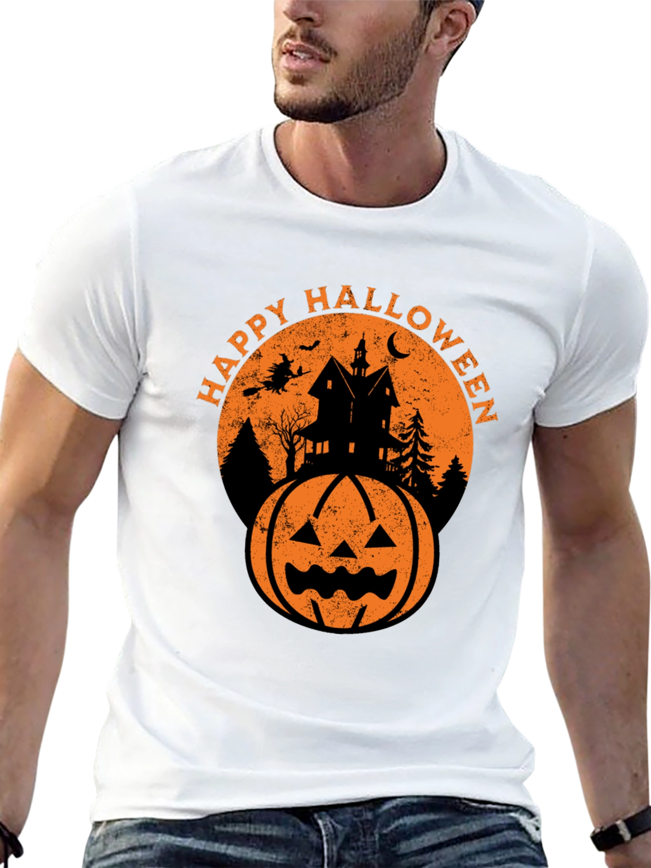 Black Happy Halloween Graphic Tee - Spooky Season Shirt view 13