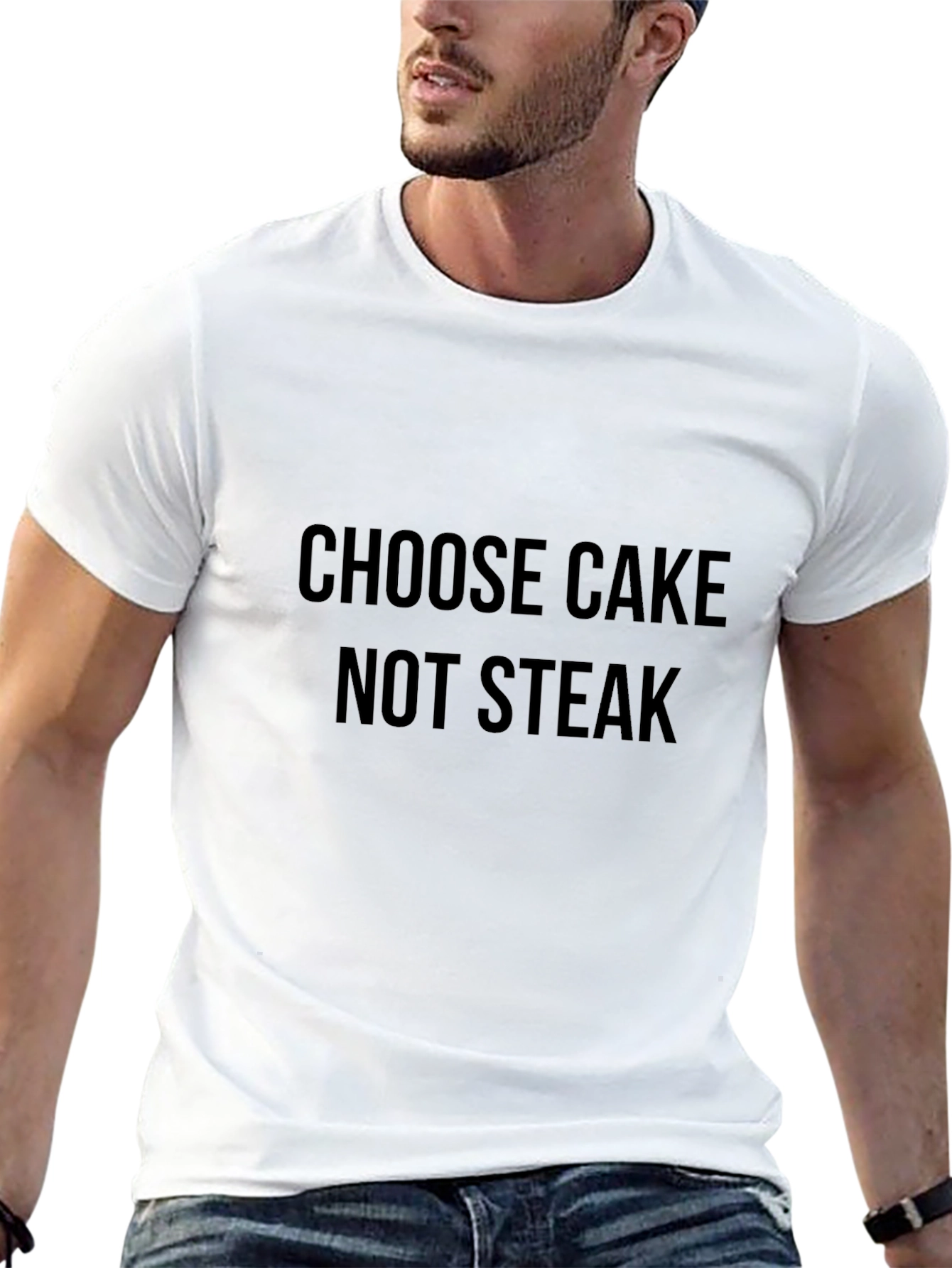 Black Choose Cake Not Steak Black T-Shirt view 13