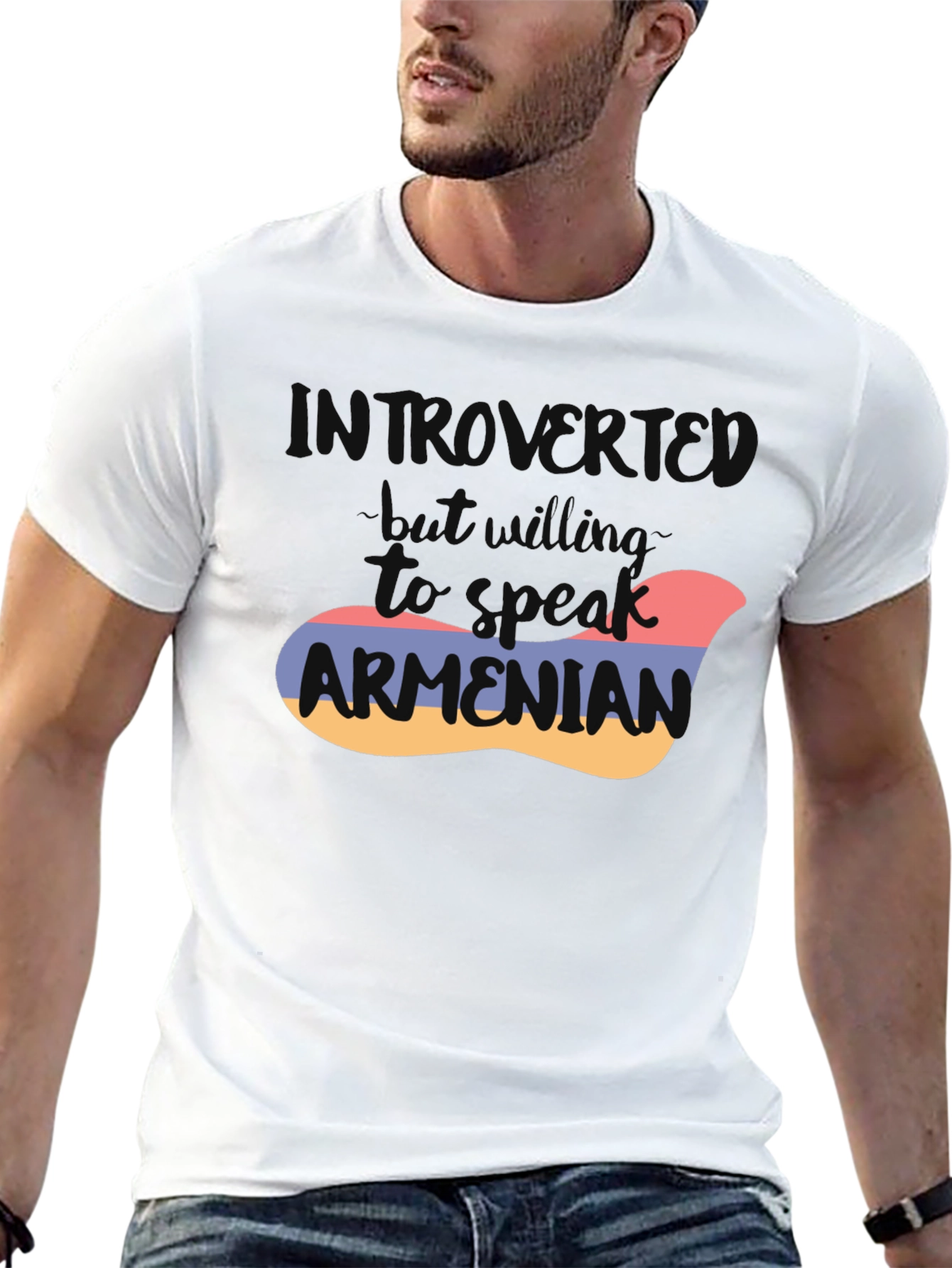Black Introvert Armenian Flag T-Shirt view 13