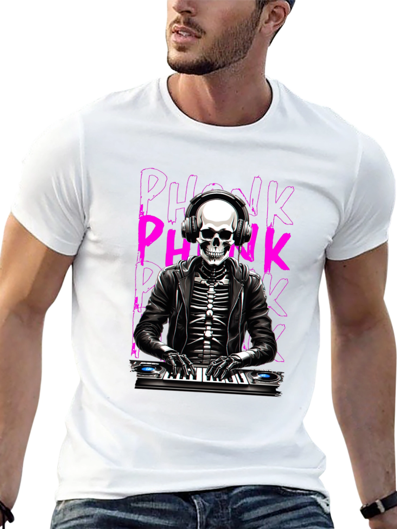 DJ Skeleton 'Phonk' Graphic T-Shirt - 13