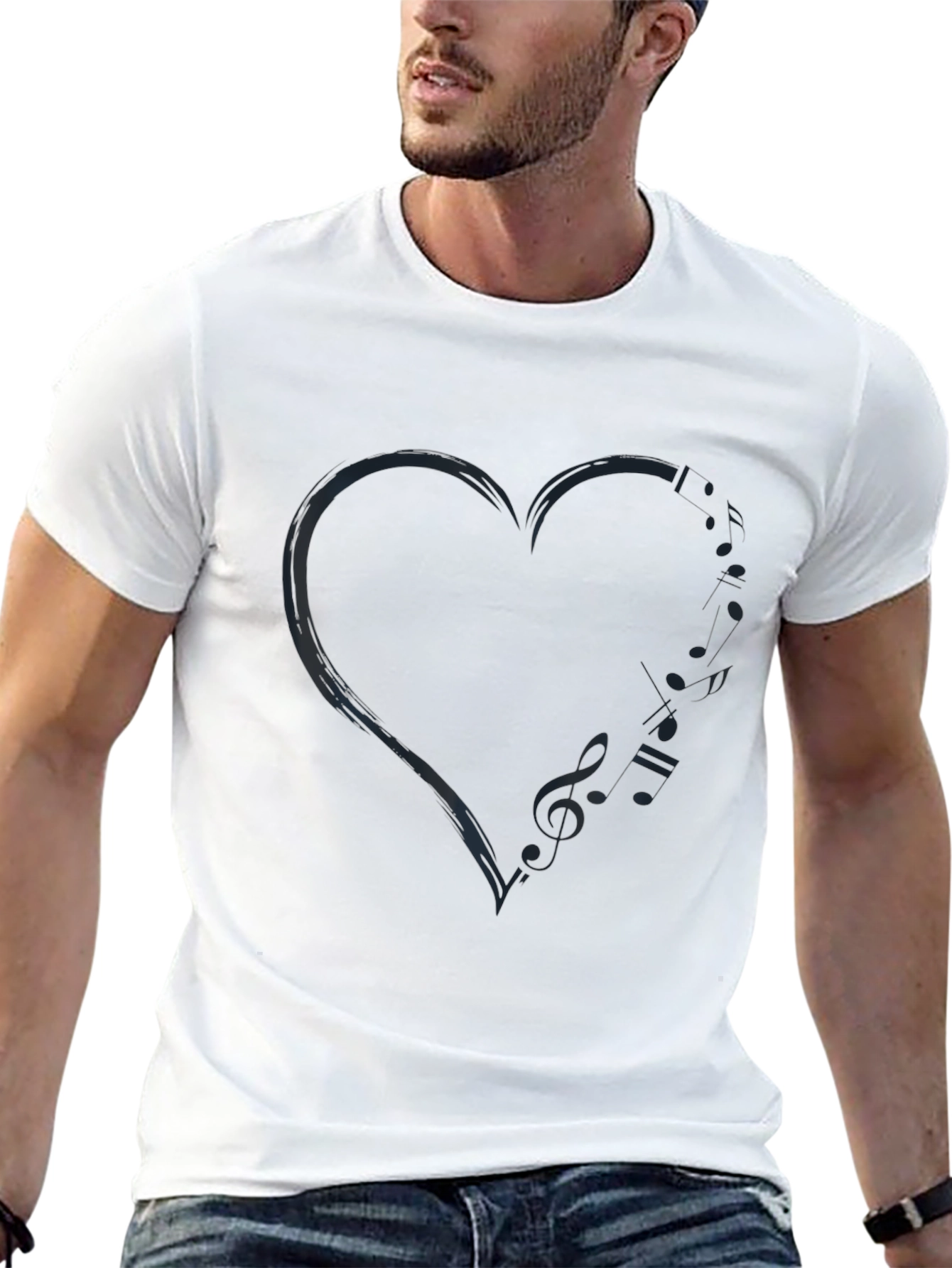 Black Heart Music Note T-Shirt - Stylish Men's Tee view 13
