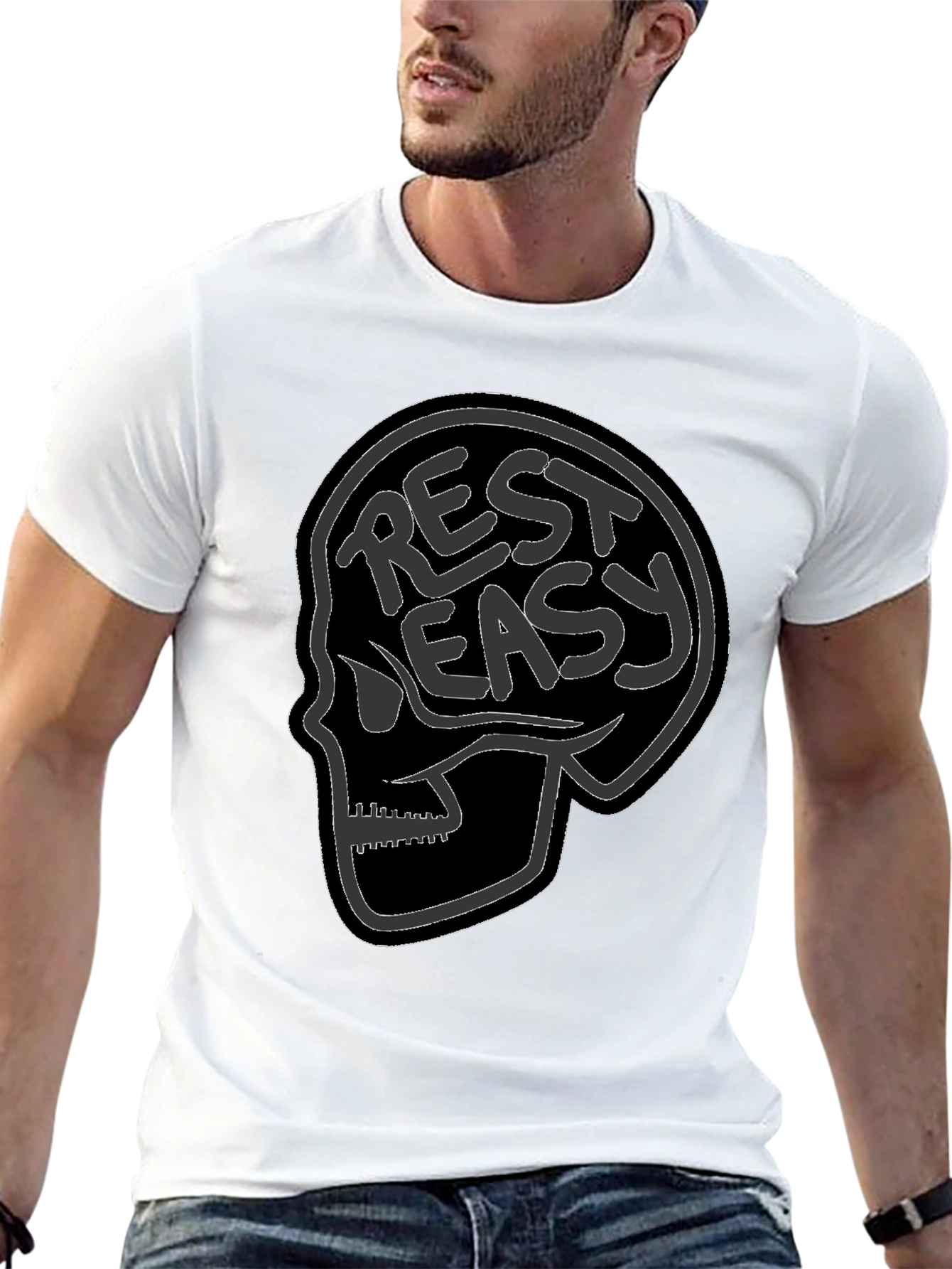 Black Rest Easy Skull Graphic Tee - Black view 13