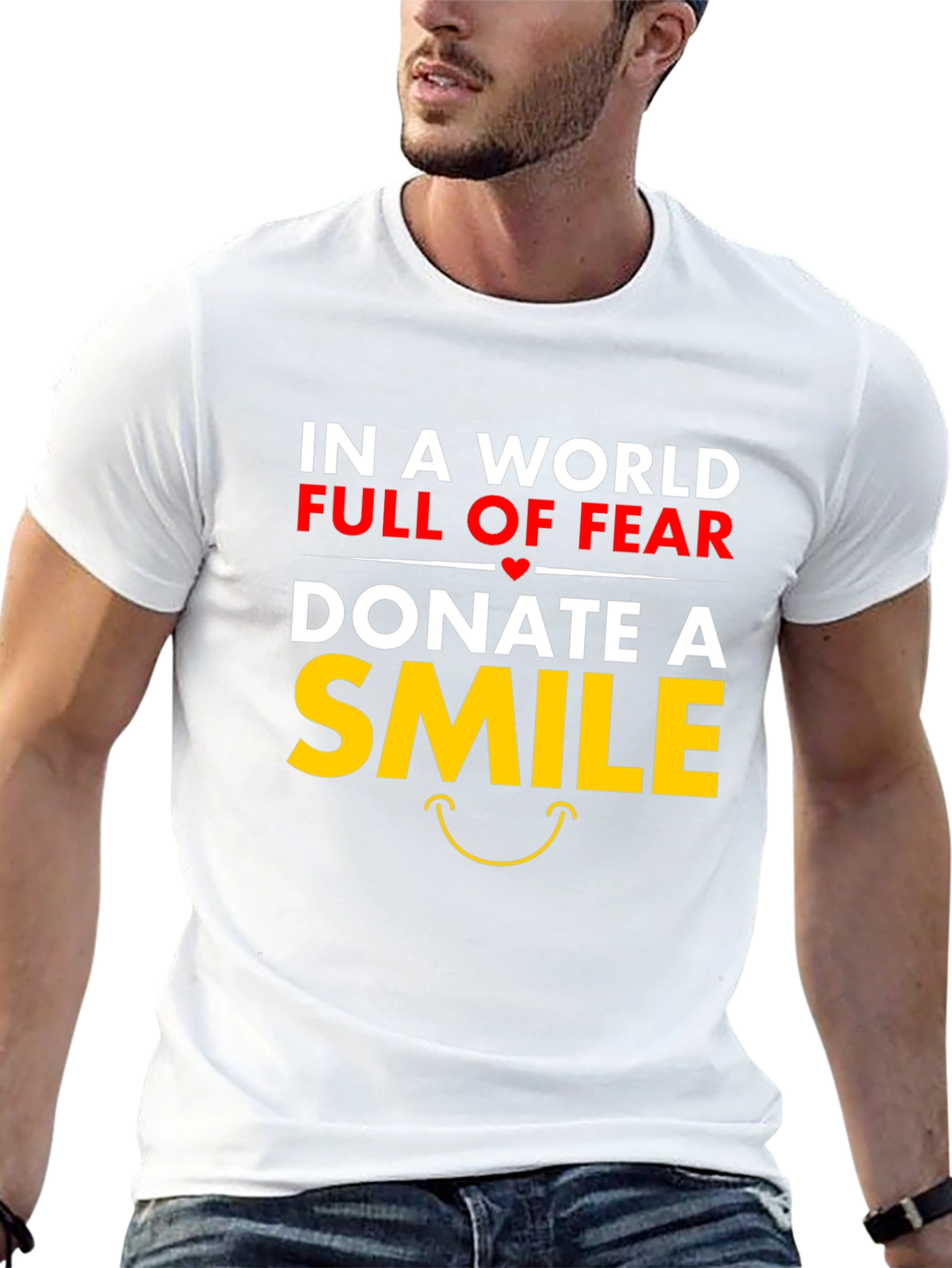 Black Donate A Smile Graphic Tee - Positive Message Shirt view 13
