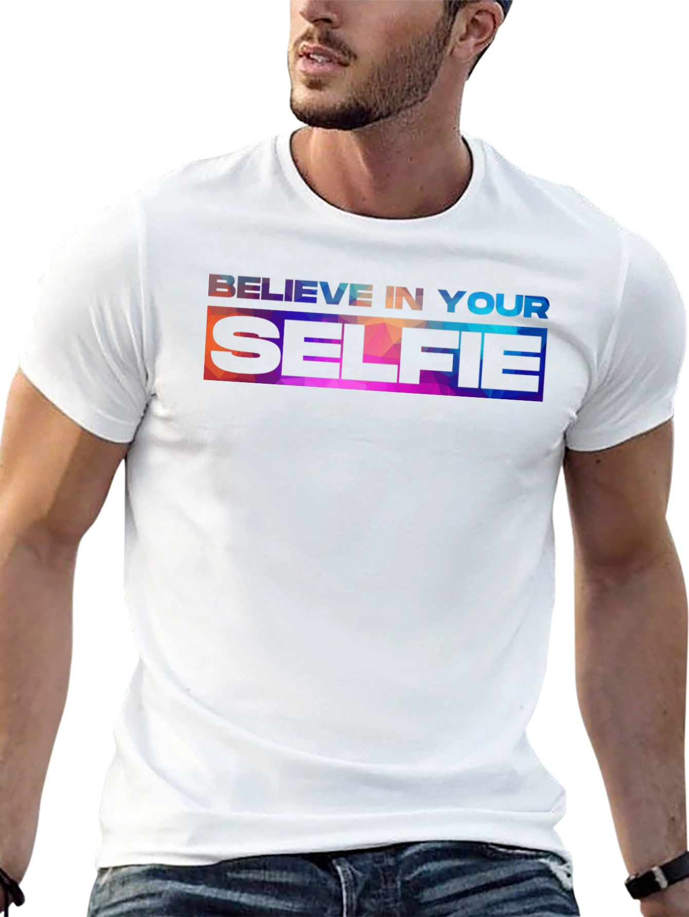 Black Believe In Your Selfie - Graphic Tee view 13