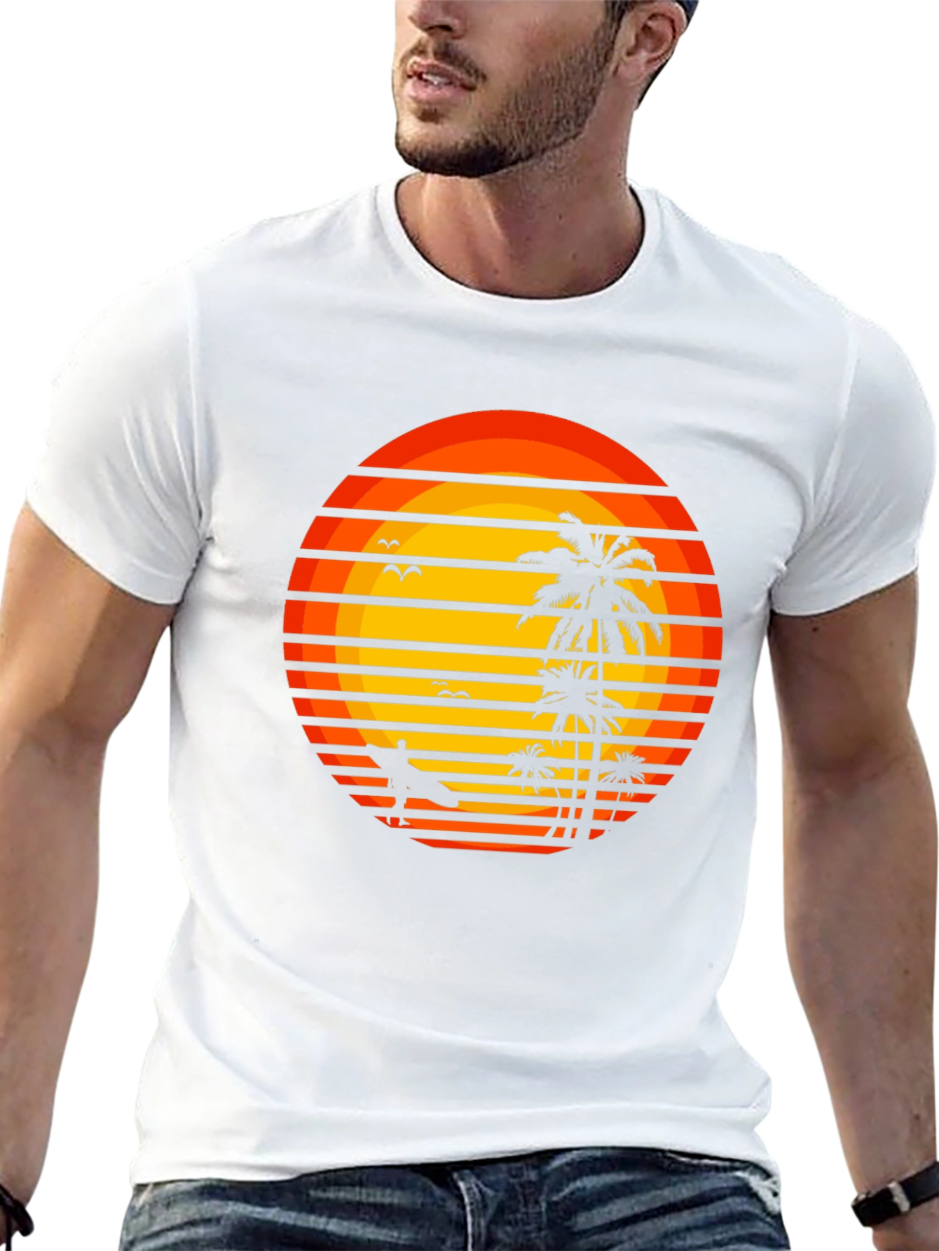 Black Retro Sunset Surfer T-Shirt view 13