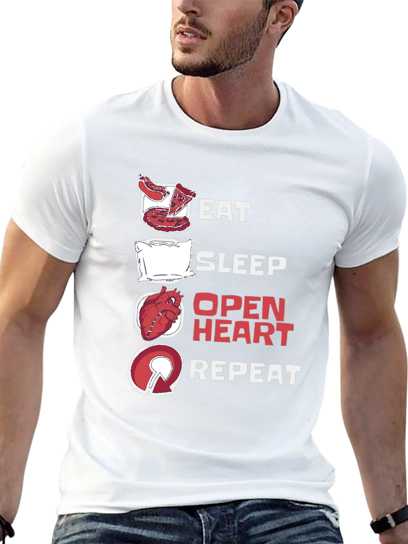 Black Eat Sleep Open Heart Repeat Graphic T-Shirt view 13