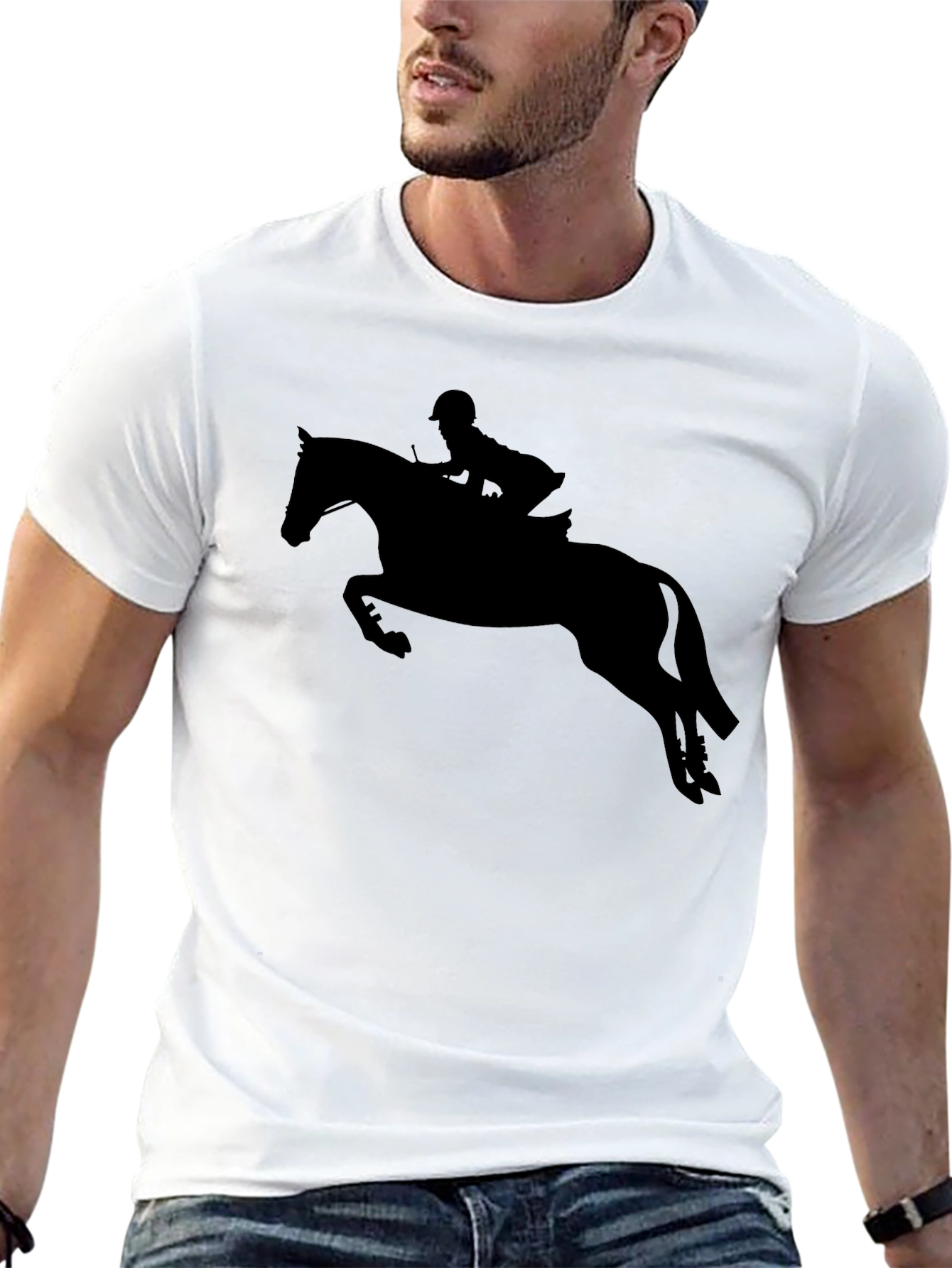 Black Equestrian Silhouette Black T-Shirt view 13