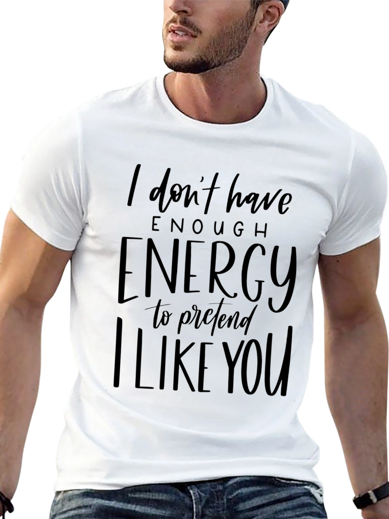 Black Humorous Graphic Tee - I Don't Have Enough Energy view 13