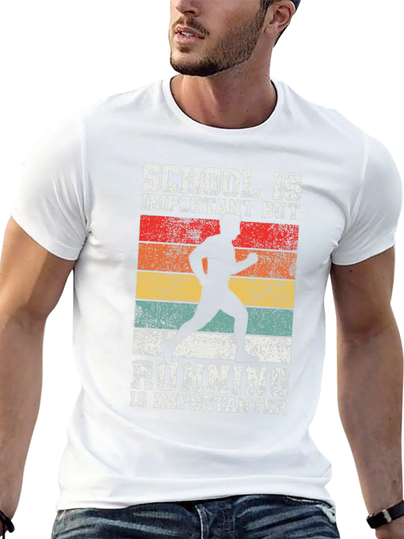 Black Funny Runner T-Shirt - School vs Running view 13